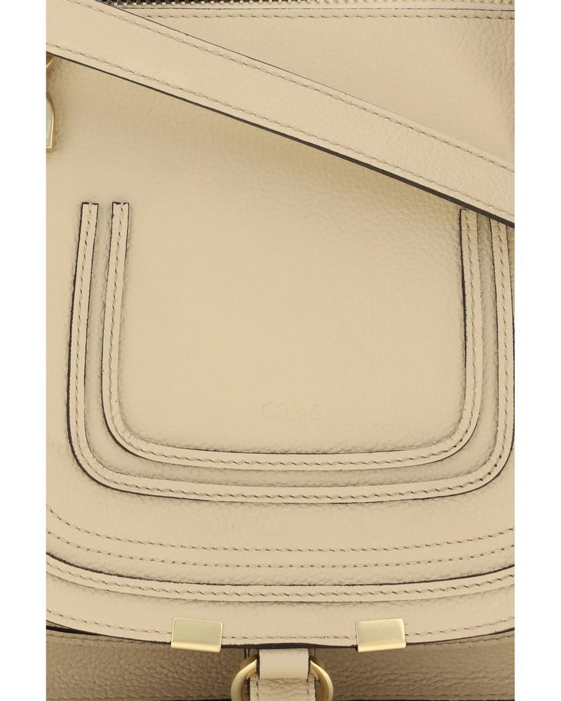 Chloé – Borsa Marcie in Pelle Avorio con Doppi Manici e Tracolla