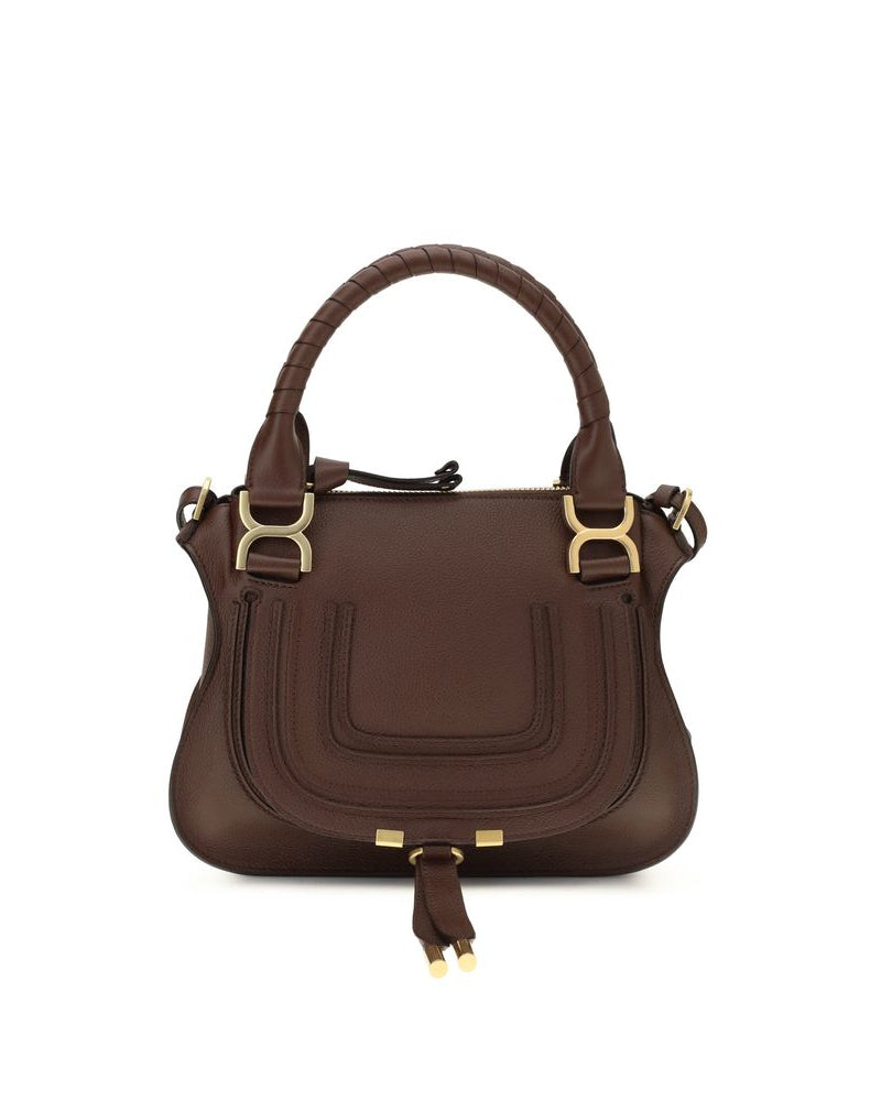 Chloé – Borsa Marcie in Pelle Marrone Mogano con Doppi Manici e Tracolla