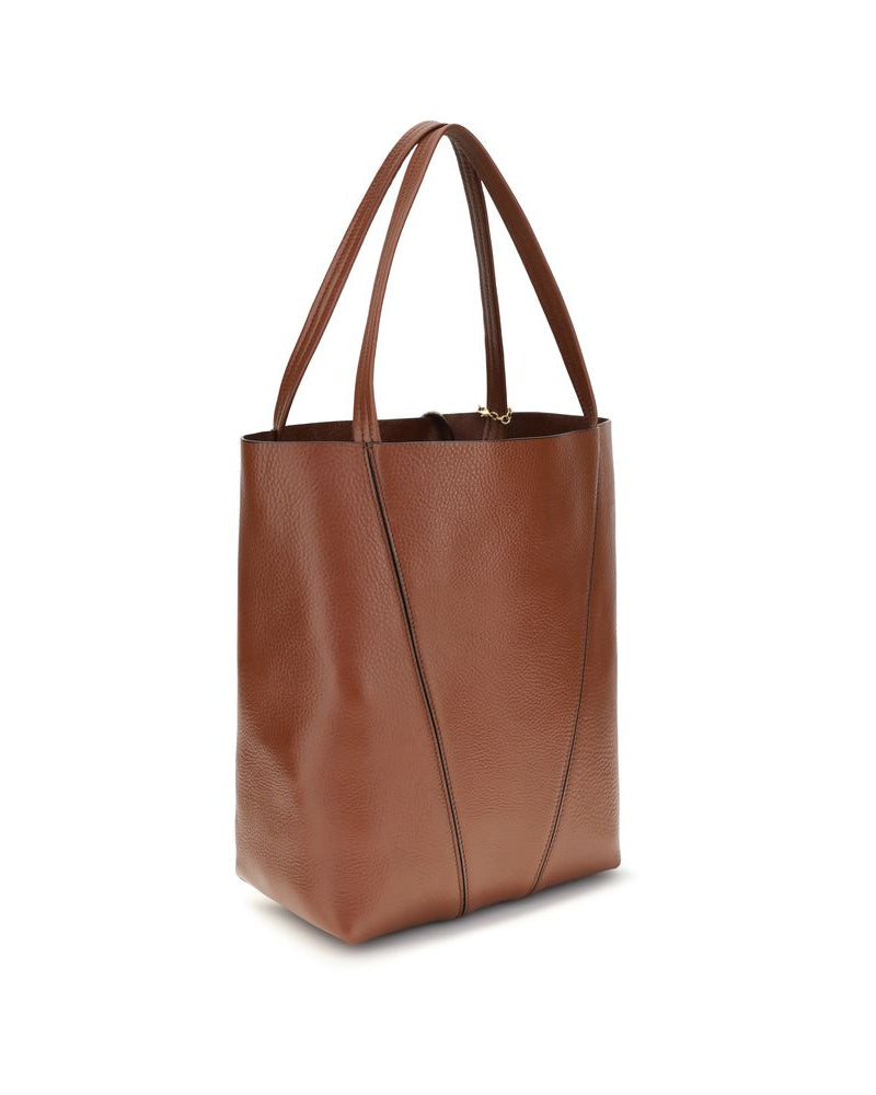 Chloé – Borsa Spin in Pelle Martellata Marrone con Charm Logo