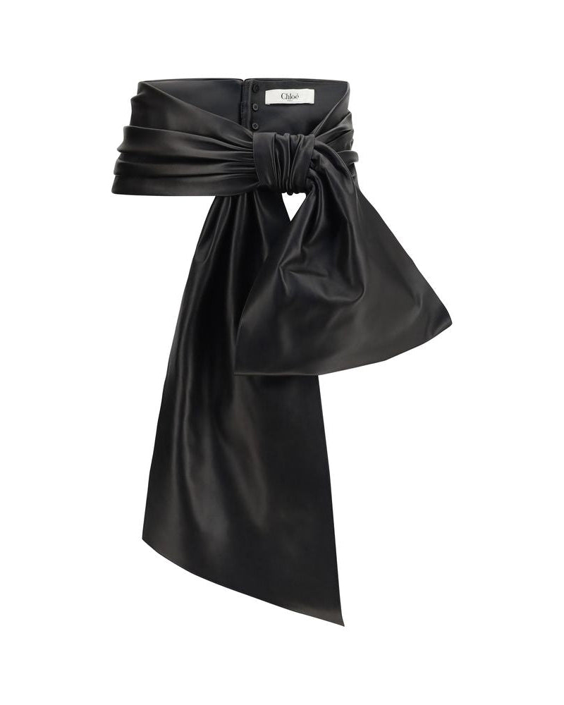 Chloé – Bow Belt Black Leather