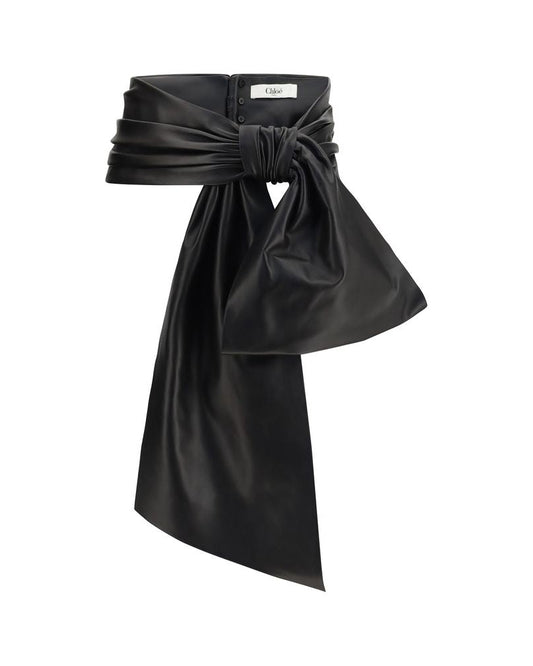 Chloé – Bow Belt Black Leather