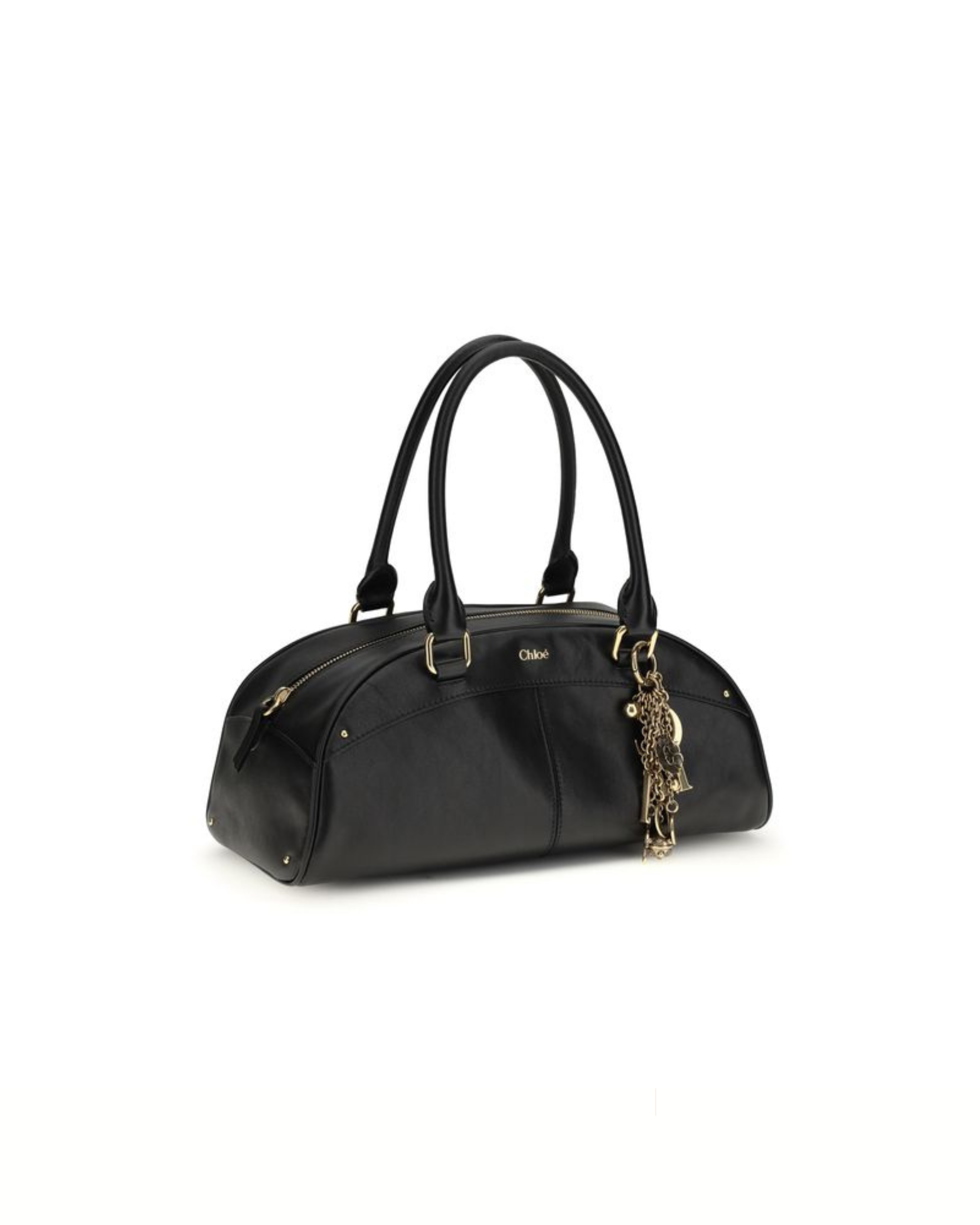 Chloé – Bowling Bag in Pelle Nera con Charm Dorati