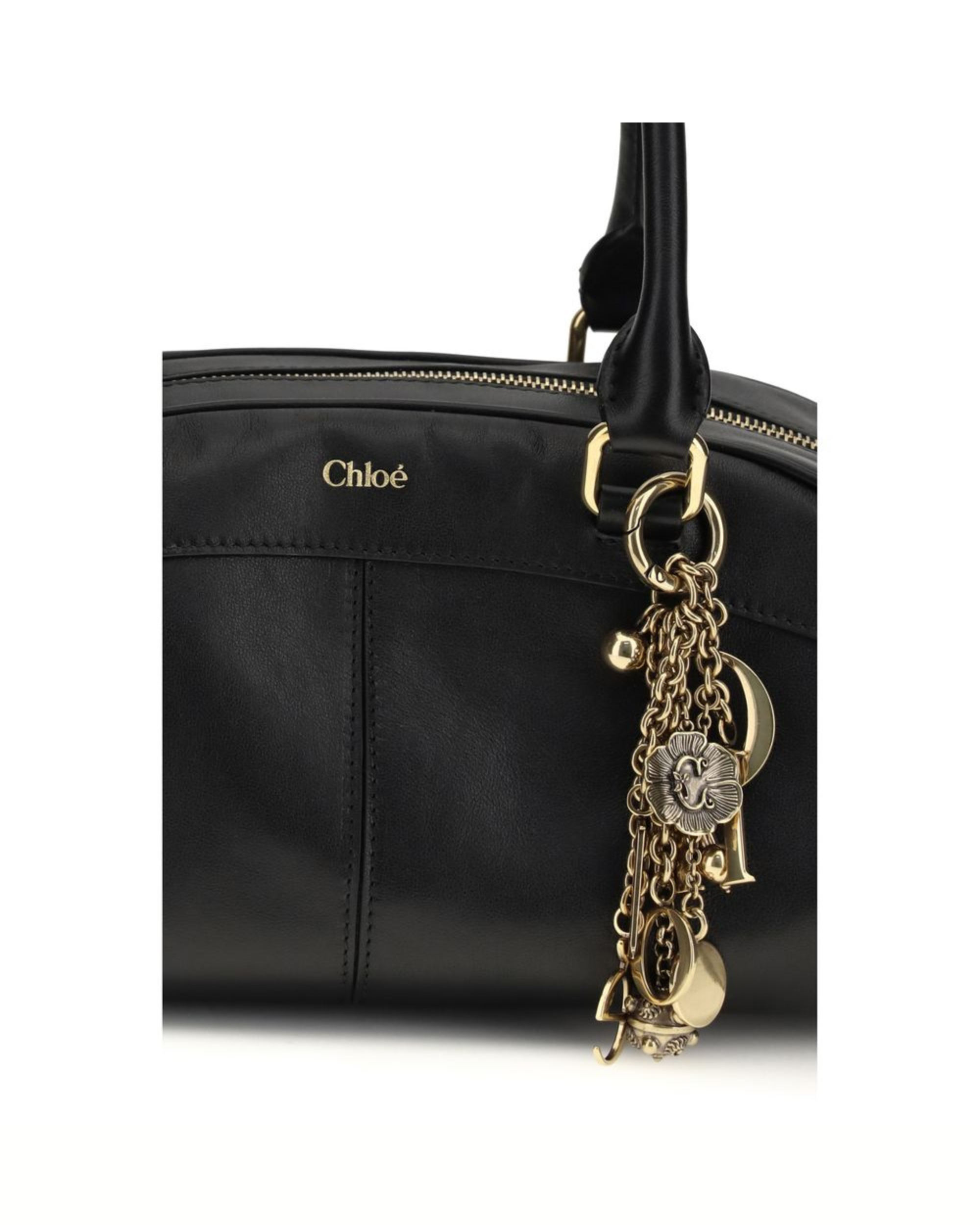 Chloé – Bowling Bag in Pelle Nera con Charm Dorati