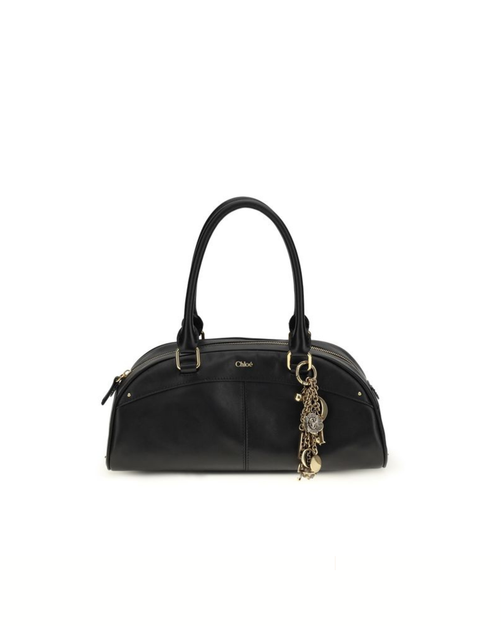 Chloé – Bowling Bag in Pelle Nera con Charm Dorati