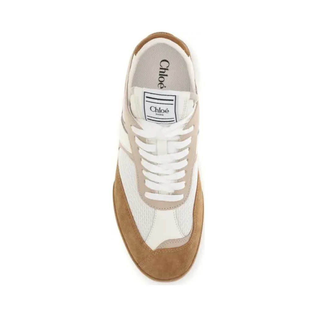 Chloé "Kick" Low-Top Sneakers - Suede and Technical Mesh Mix