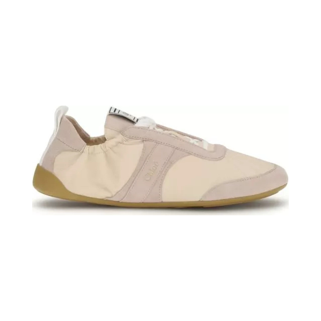 Chloé "Kick" Sneakers - Beige & Pink Calfskin/Suede Mix