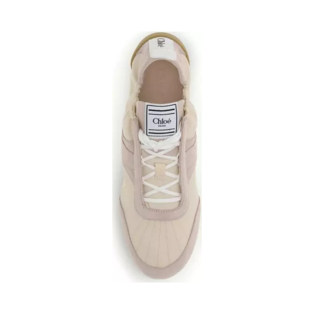 Chloé "Kick" Sneakers - Beige & Pink Calfskin/Suede Mix