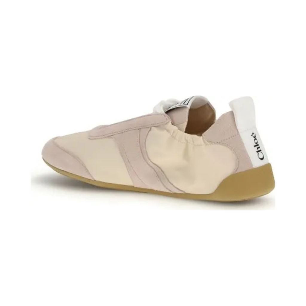 Chloé "Kick" Sneakers - Beige & Pink Calfskin/Suede Mix