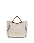 Chloé – Large Carry Tote Bag in Canvas Jacquard con Logo