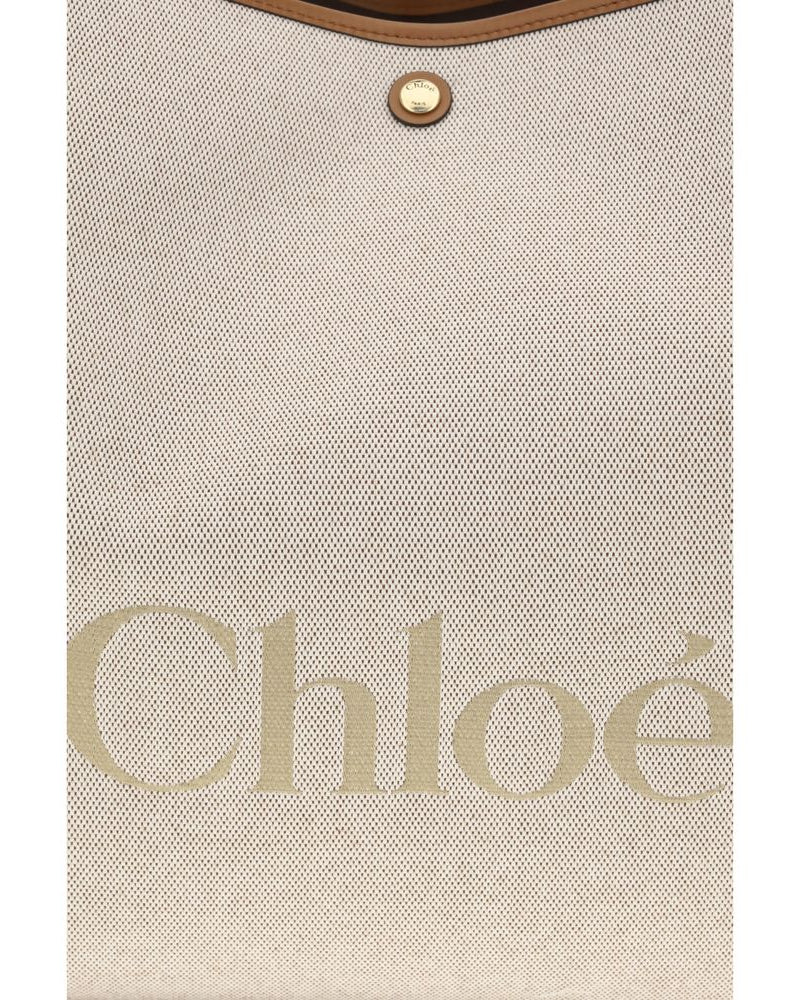 Chloé – Large Carry Tote Bag in Canvas Jacquard con Logo