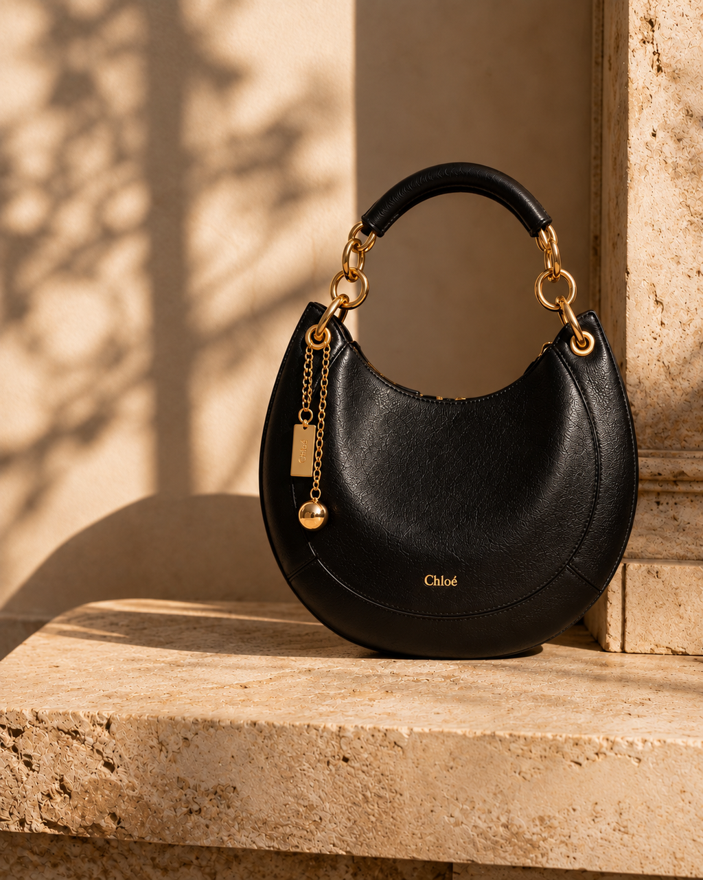 Chloé – Mini Marcie Shoulder Bag in Black Leather