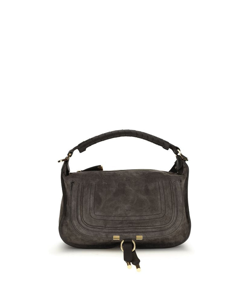 Chloé – Marcie Small Shoulder Bag in Pelle Scamosciata Grigio Fumé