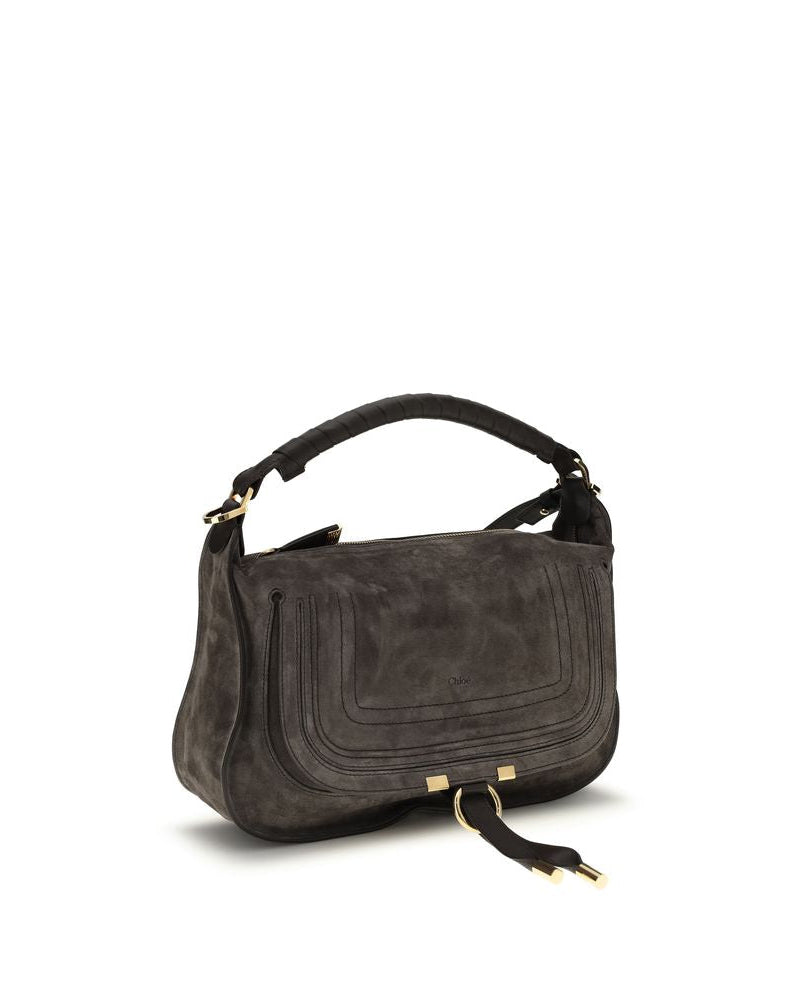 Chloé – Marcie Small Shoulder Bag in Pelle Scamosciata Grigio Fumé