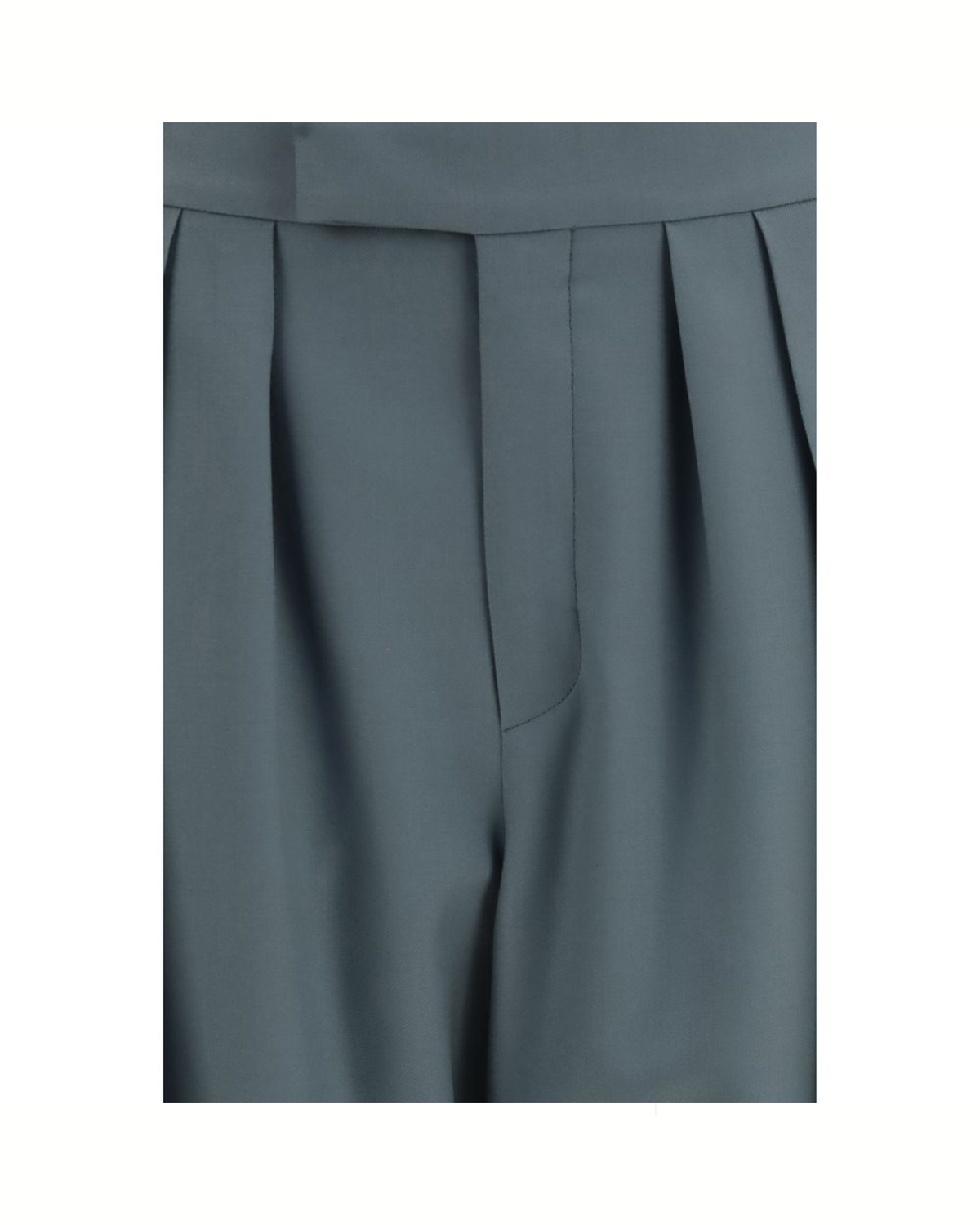 Chloé Pantaloni Sartoriali a Vita Alta in Lana Verde
