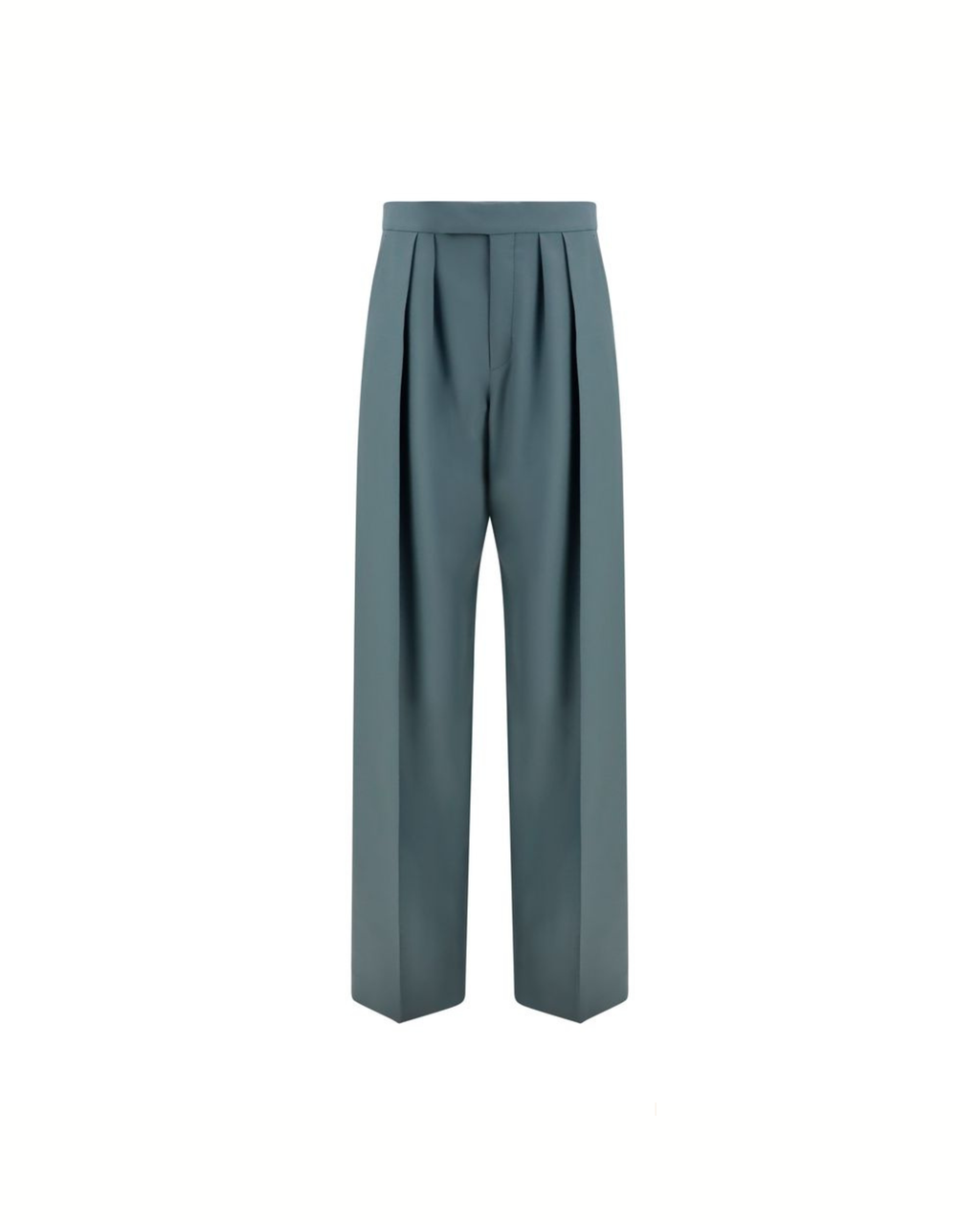 Chloé Pantaloni Sartoriali a Vita Alta in Lana Verde