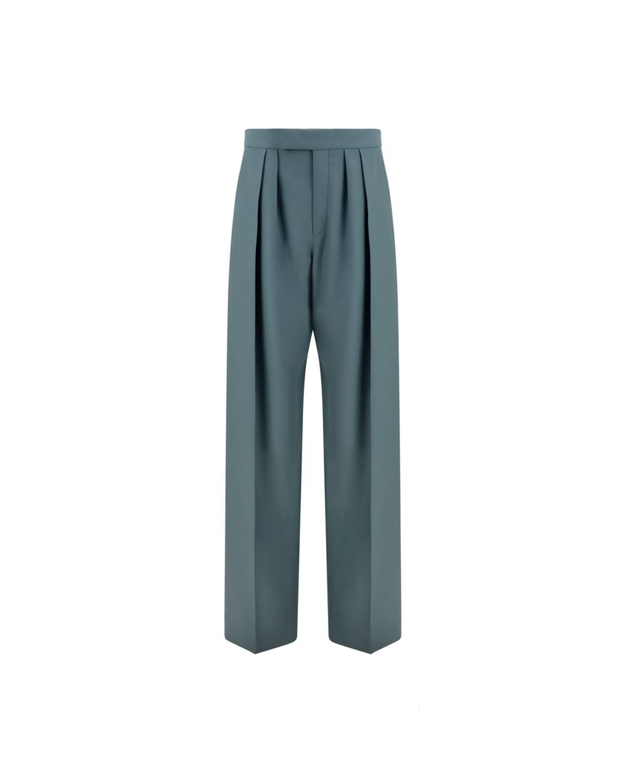 Chloé Pantaloni Sartoriali a Vita Alta in Lana Verde