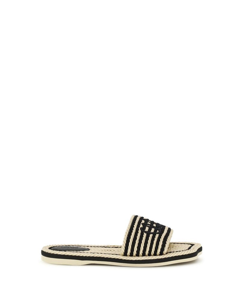 Chloé – Sandali Woody Flat in Raffia Intrecciata con Logo Ricamato