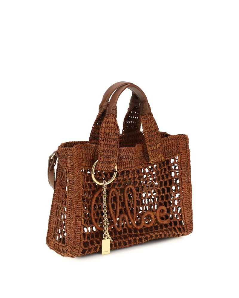 Chloé – Small Summer Banana East-West Tote Bag in Rafia Marrone