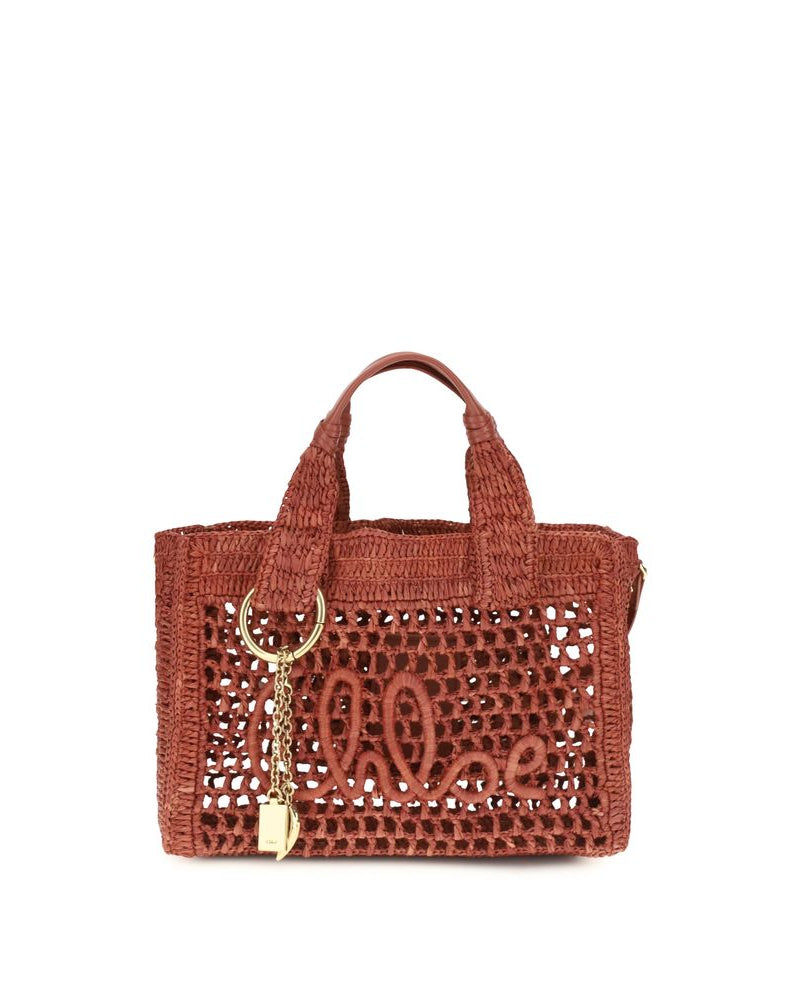Chloé – Small Summer Banana East-West Tote Bag in Rafia Terracotta