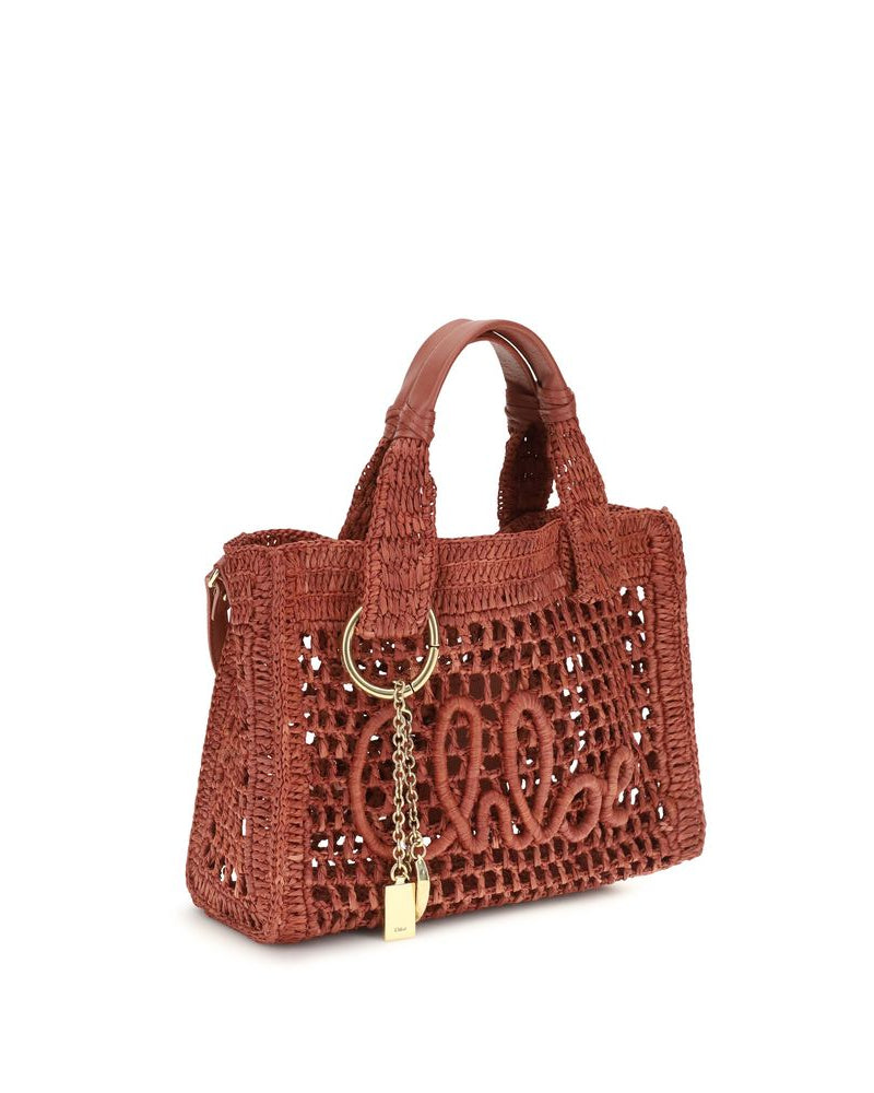 Chloé – Small Summer Banana East-West Tote Bag in Rafia Terracotta