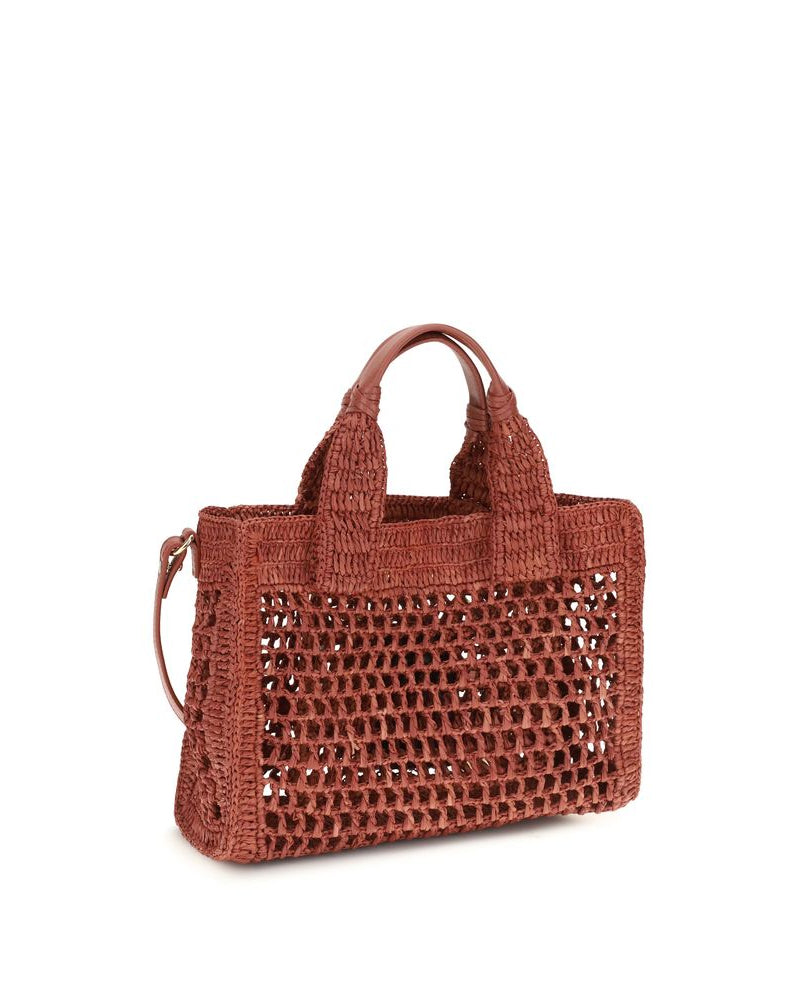 Chloé – Small Summer Banana East-West Tote Bag in Rafia Terracotta