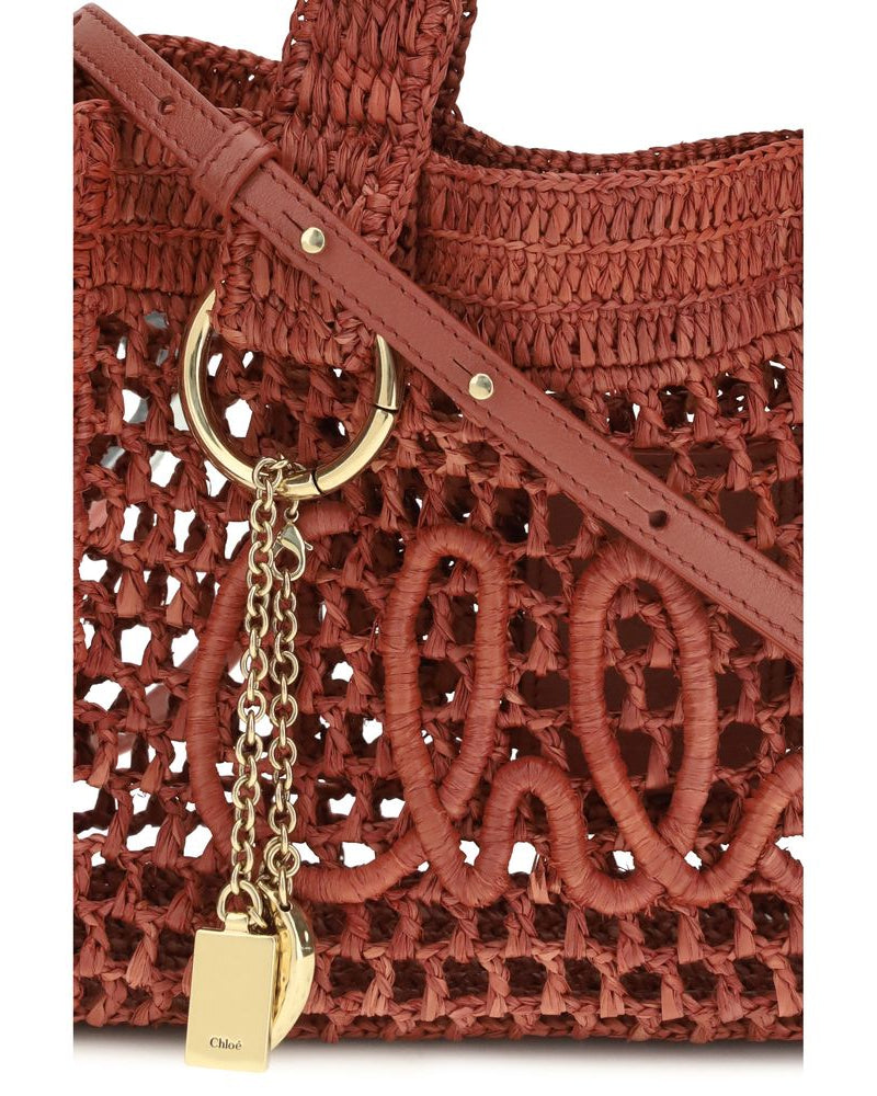 Chloé – Small Summer Banana East-West Tote Bag in Rafia Terracotta