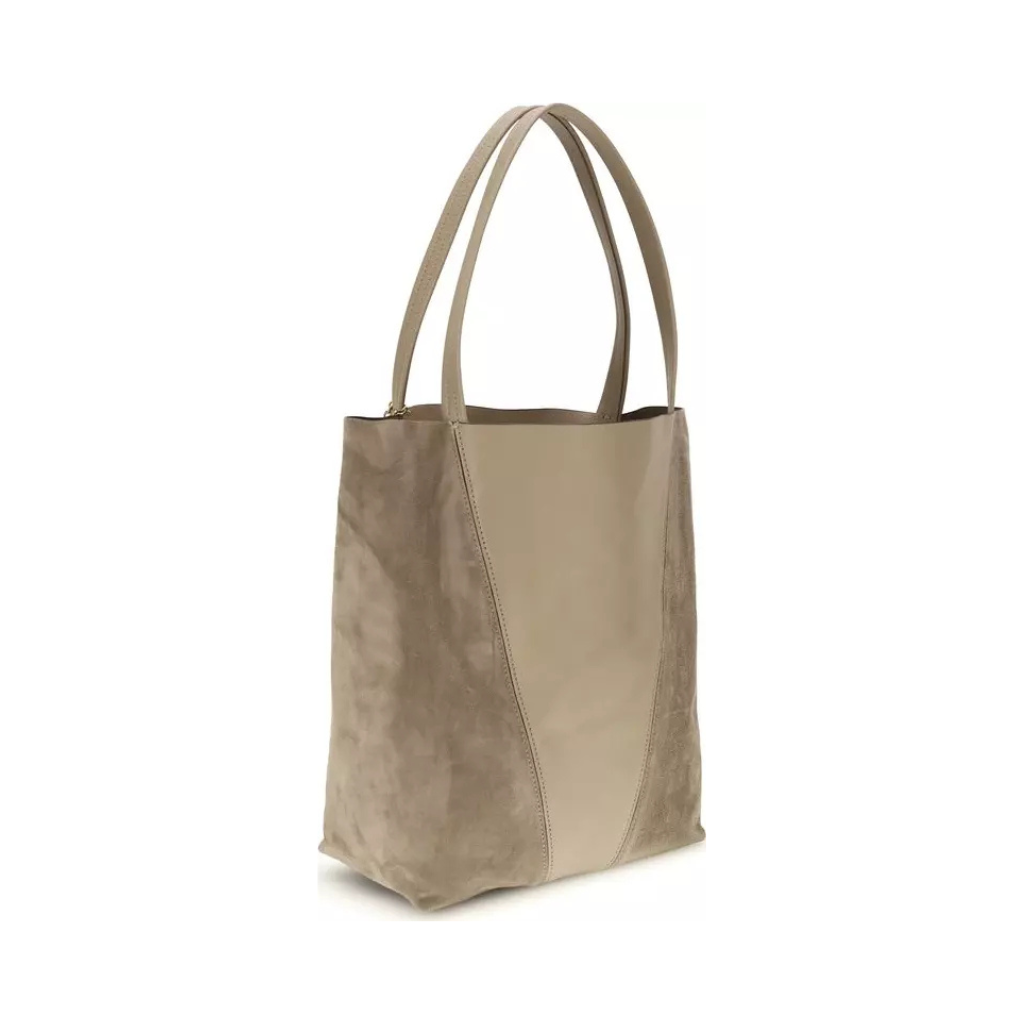 Chloé "Spin" Shoulder Bag - Beige - Grained Leather with Horse Medal Charm