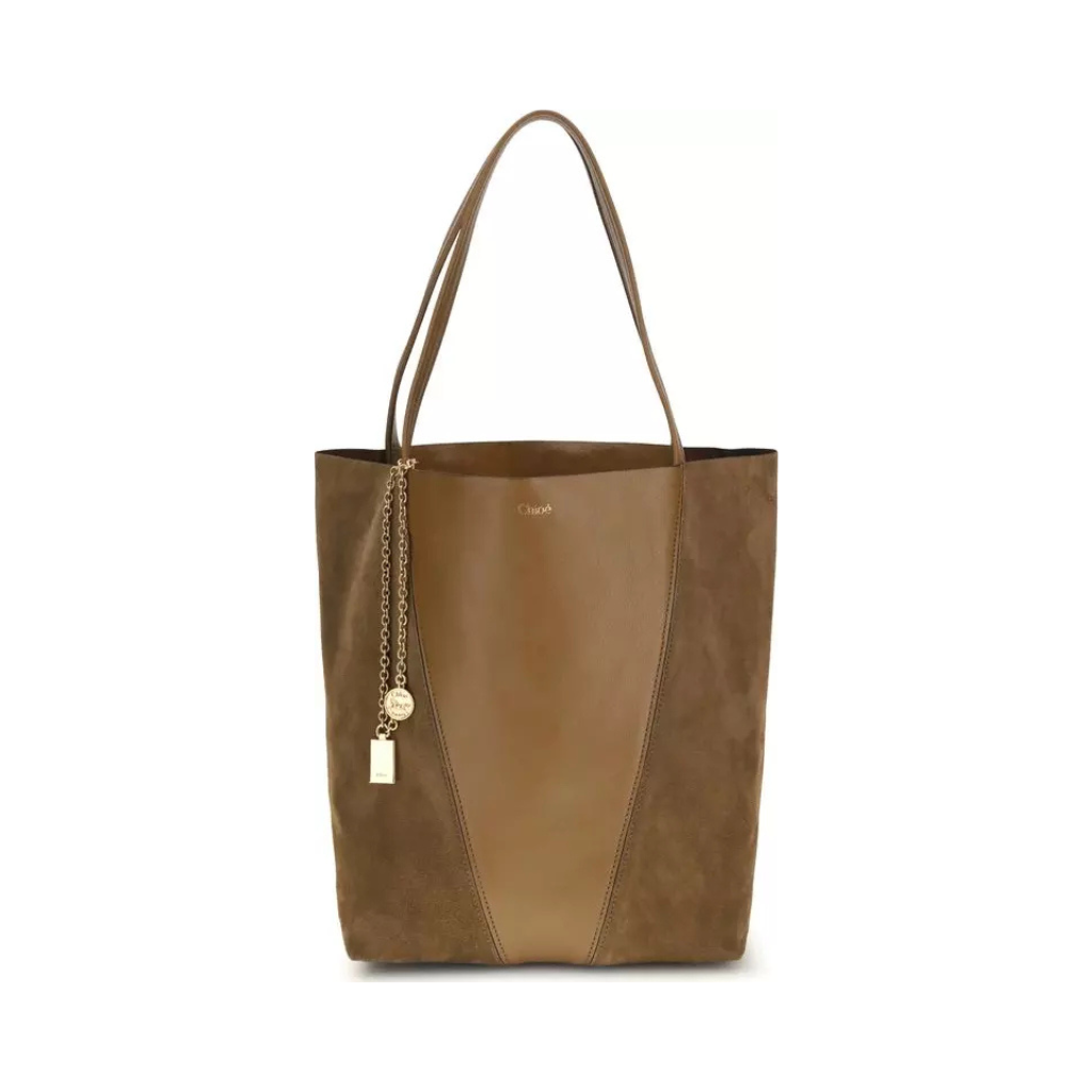 Chloé "Spin" Shoulder Bag - Brown - Grained Leather with Horse Medal Charm