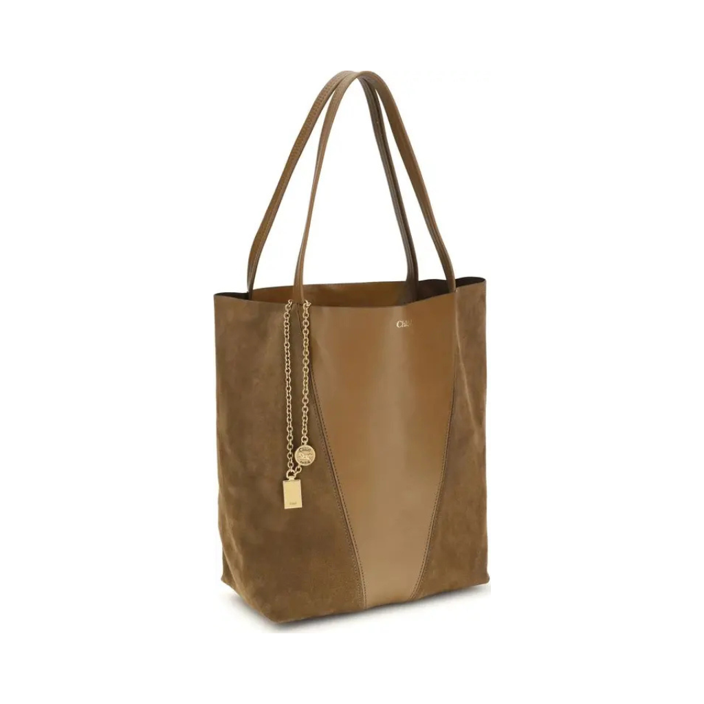 Chloé "Spin" Shoulder Bag - Brown - Grained Leather with Horse Medal Charm