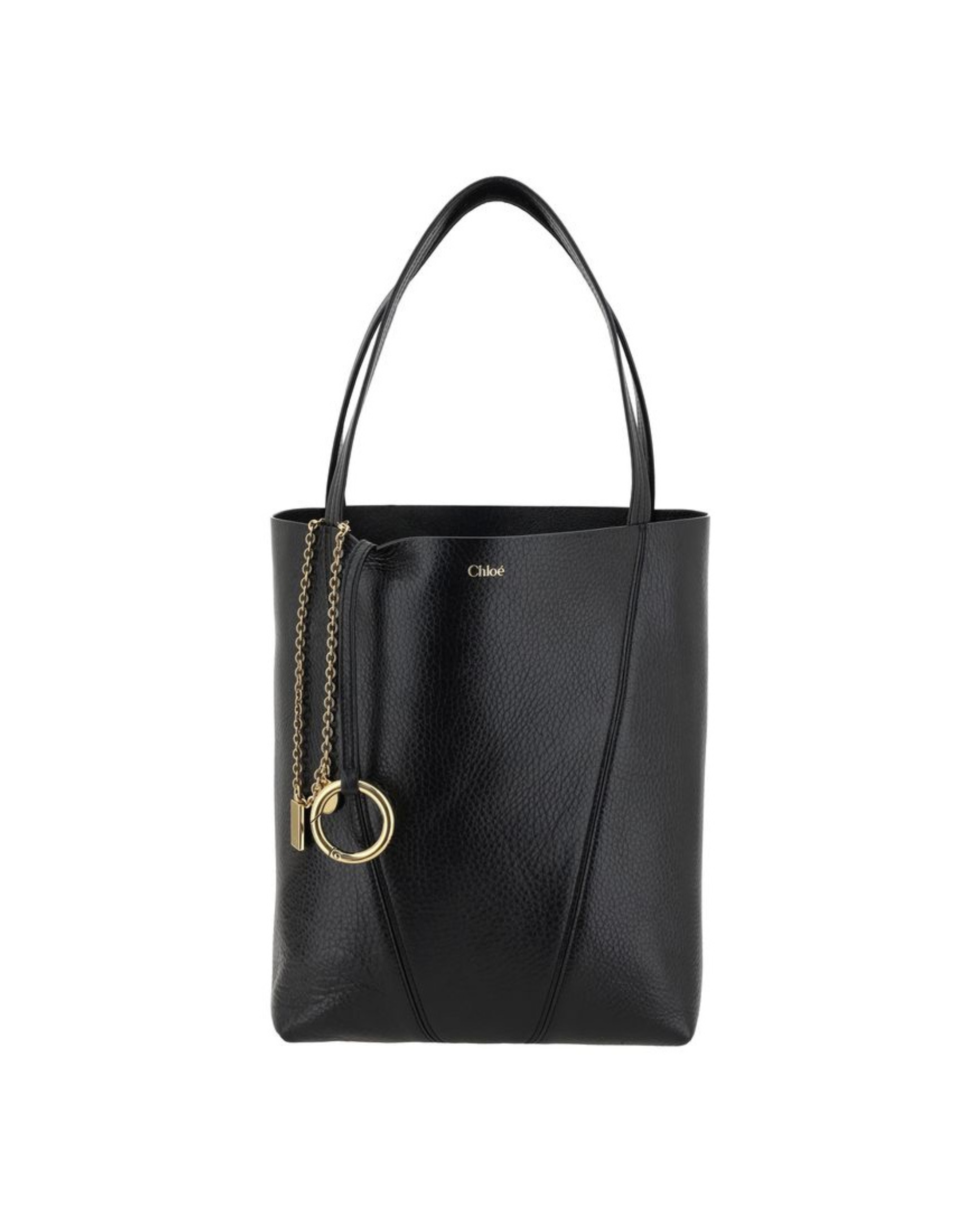 Chloé – Spin Tote Bag in Pelle Martellata Nera