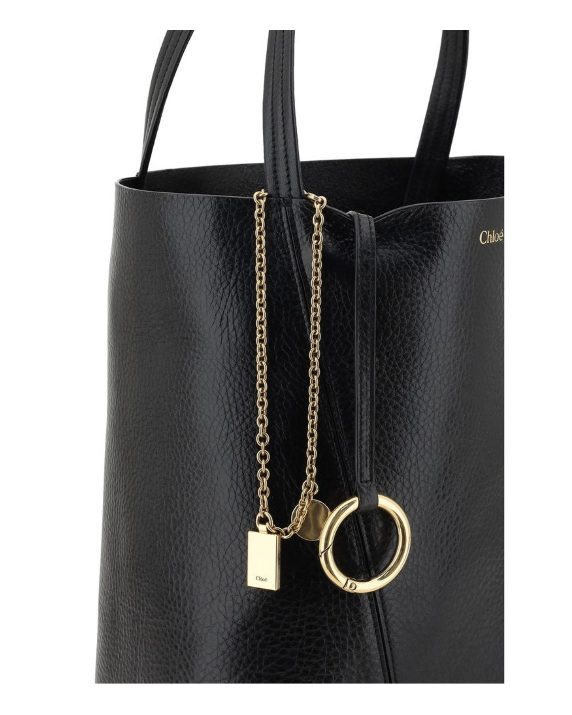 Chloé – Spin Tote Bag in Pelle Martellata Nera