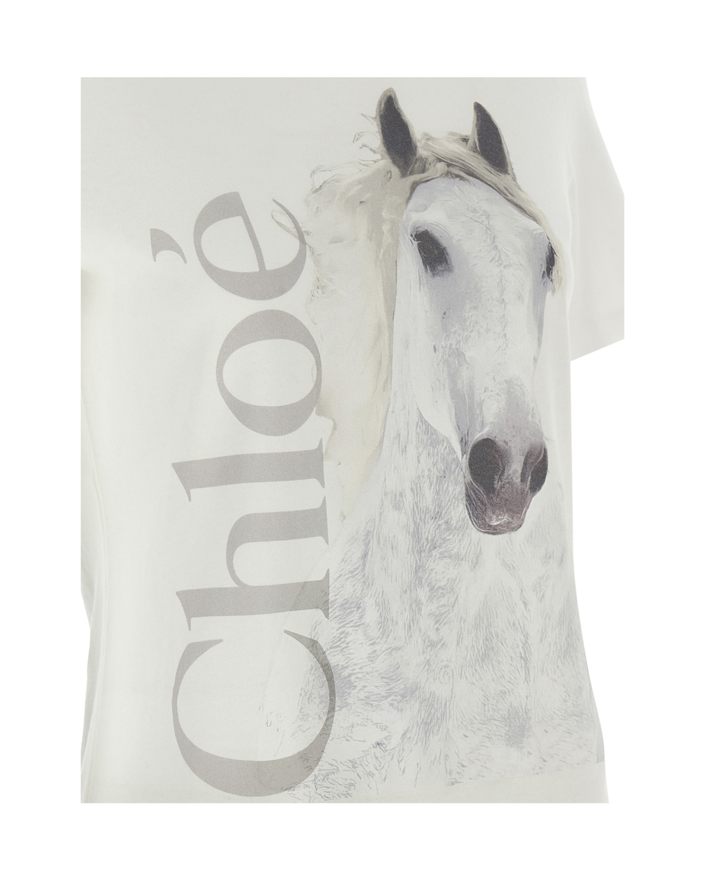 Chloé – T-shirt in Cotone Biologico con Stampa Horse