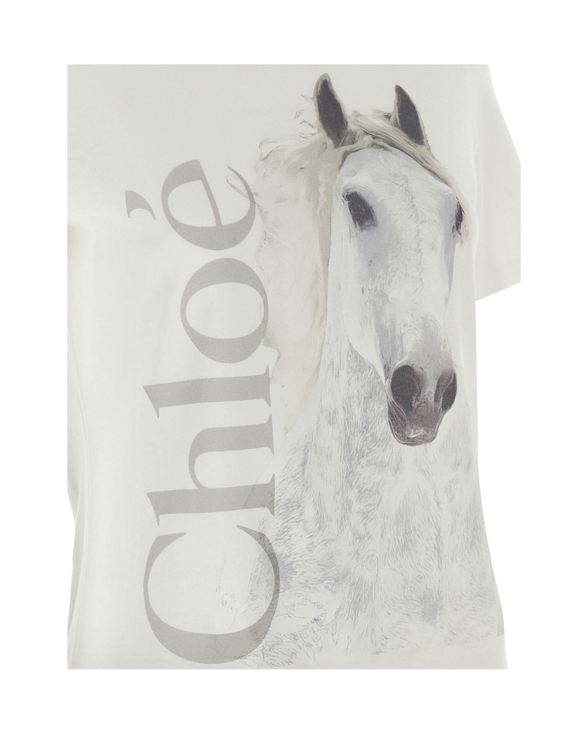 Chloé – T-shirt in Cotone Biologico con Stampa Horse