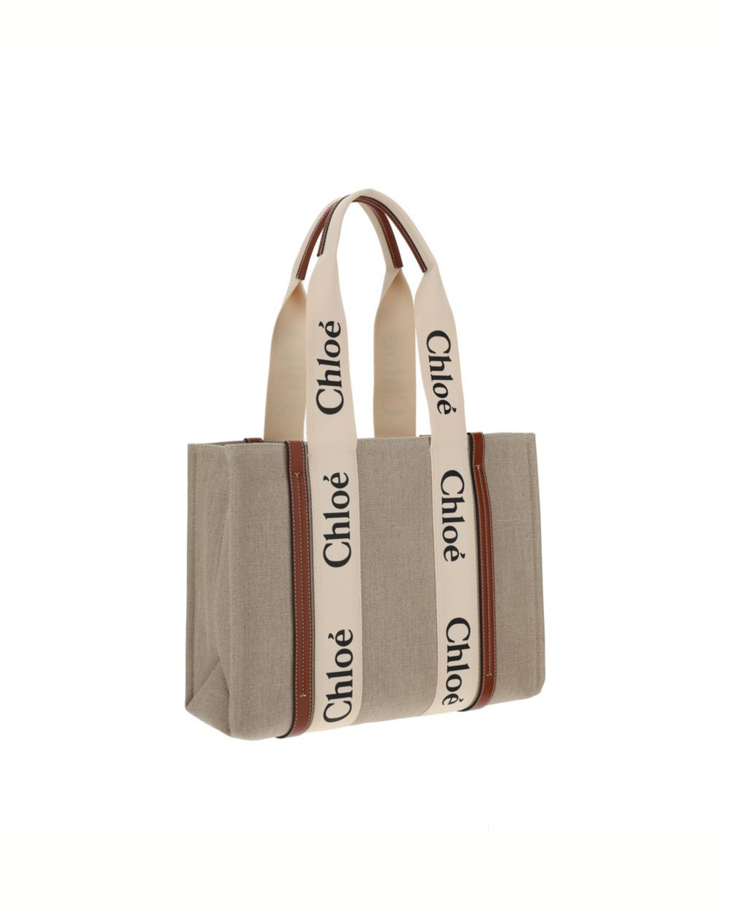 Chloé - Woody Medium Tote Bag in Lino Naturale