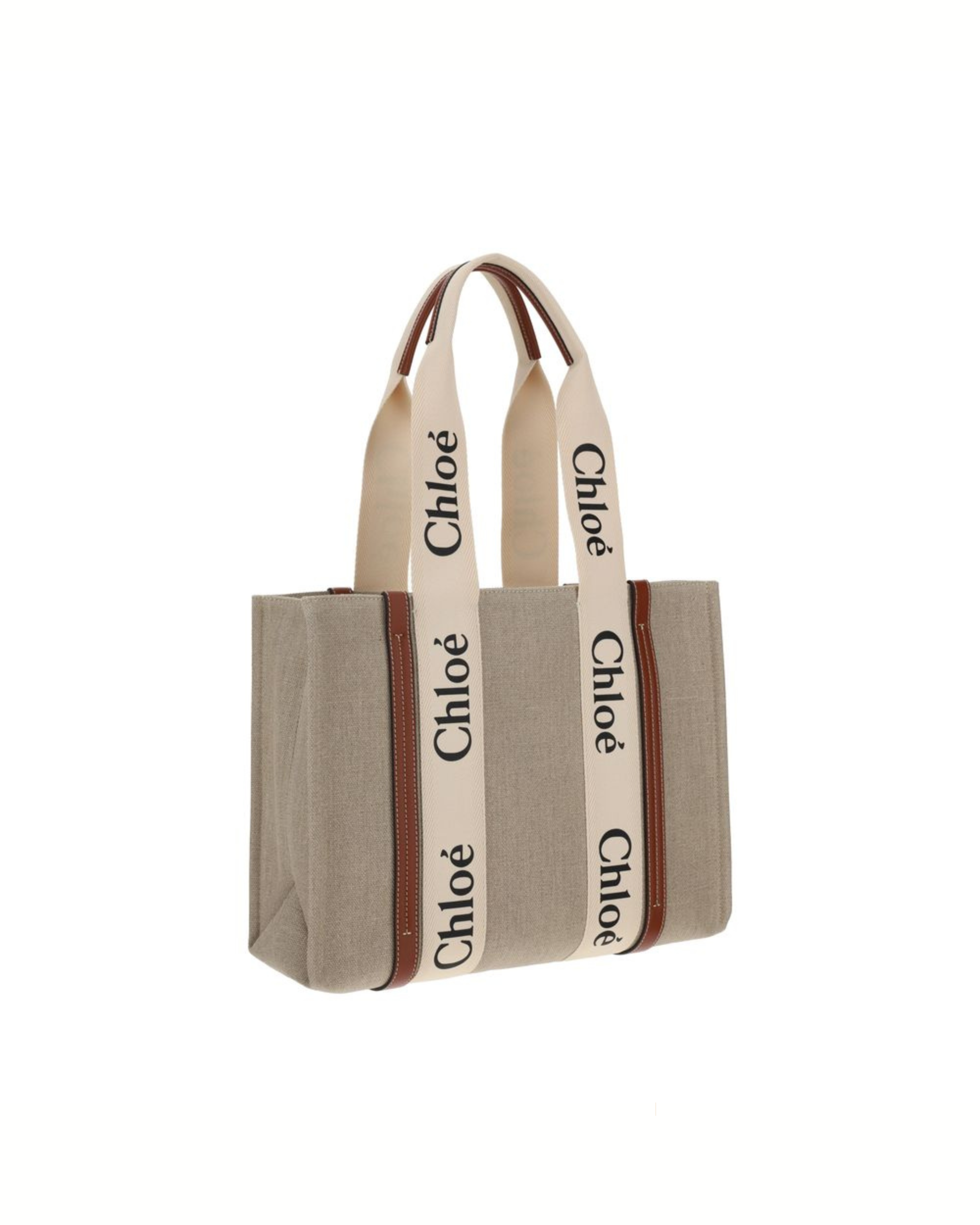 Chloé - Woody Medium Tote Bag in Lino Naturale