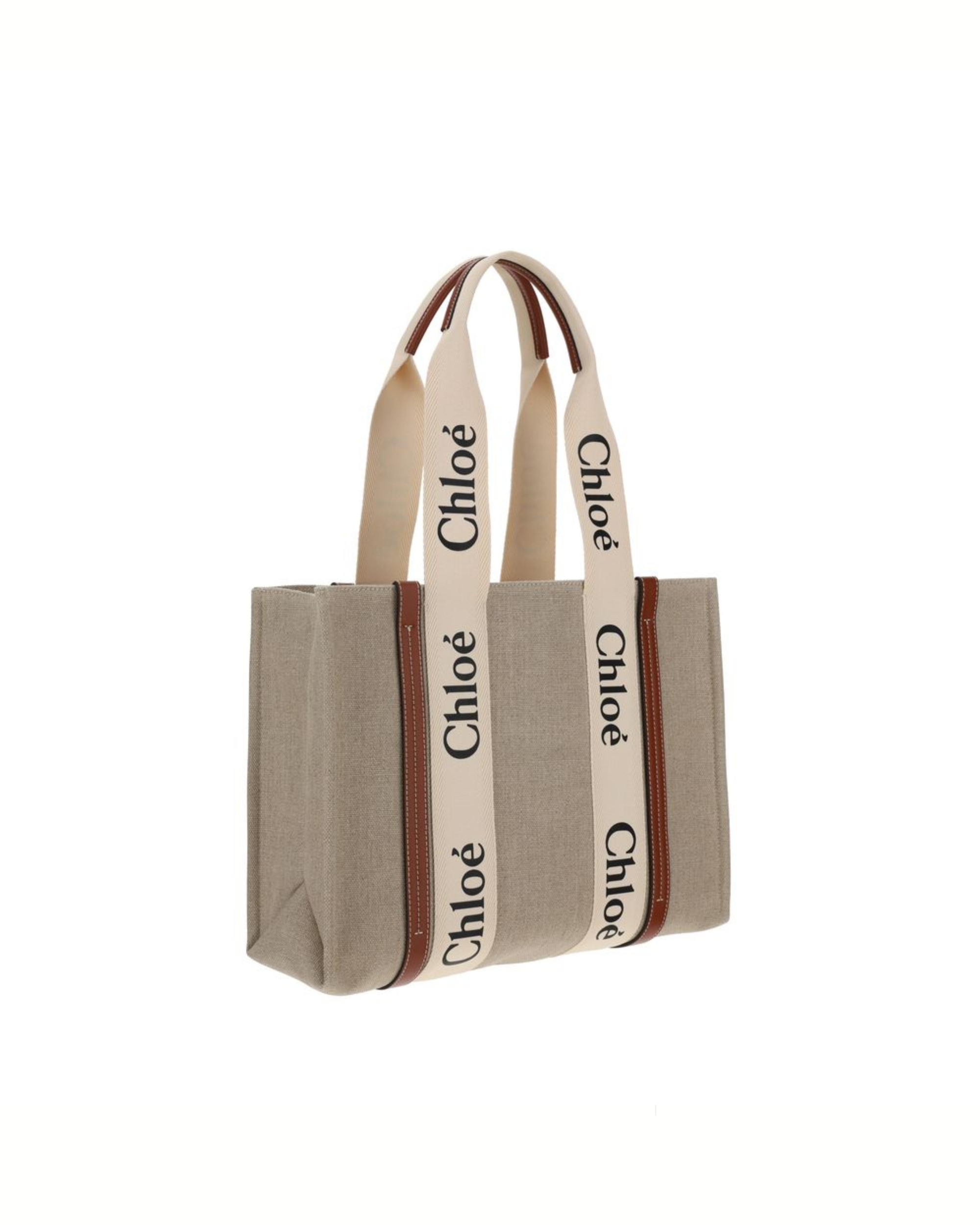 Chloé - Woody Medium Tote Bag in Lino Naturale