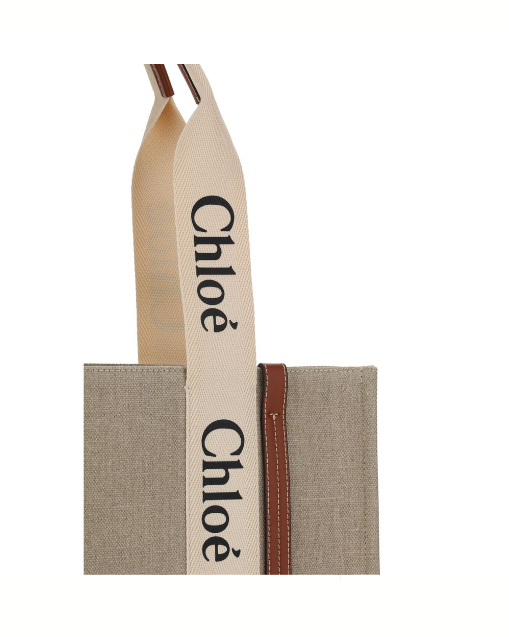 Chloé - Woody Medium Tote Bag in Lino Naturale