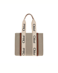 Chloé - Woody Medium Tote Bag in Lino Naturale