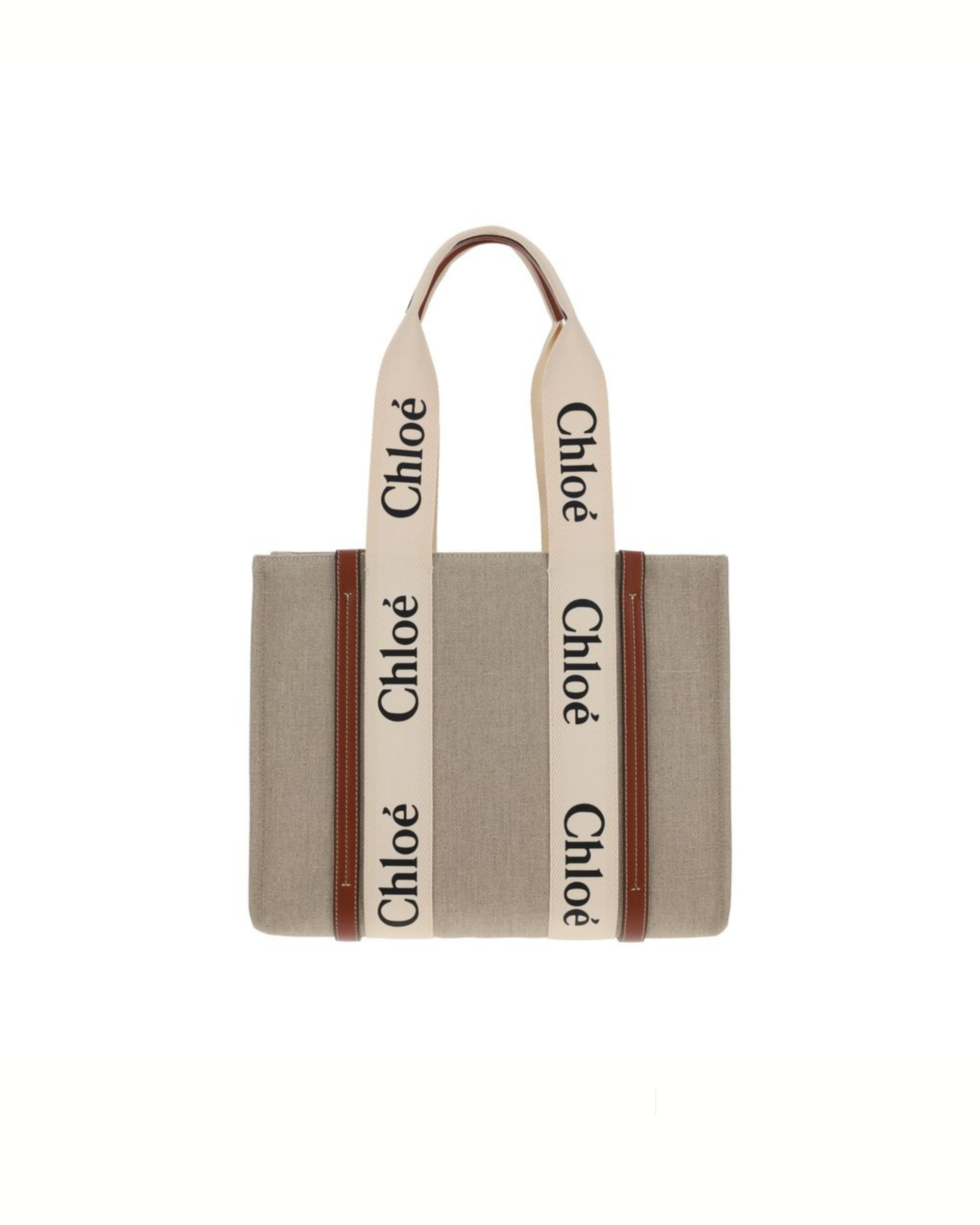 Chloé - Woody Medium Tote Bag in Lino Naturale