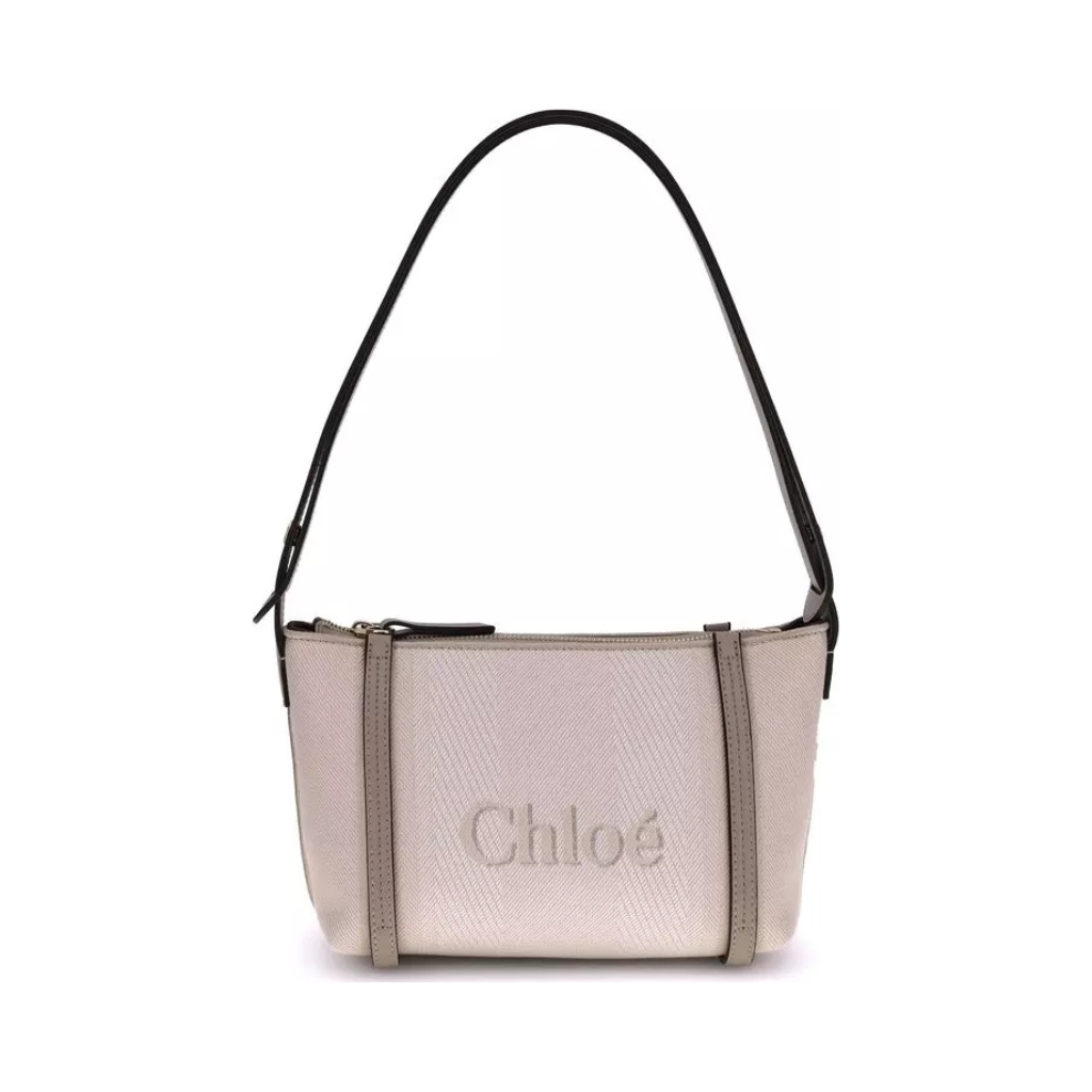 Chloé "Carry" Shoulder Bag - Embroidered Cotton Canvas