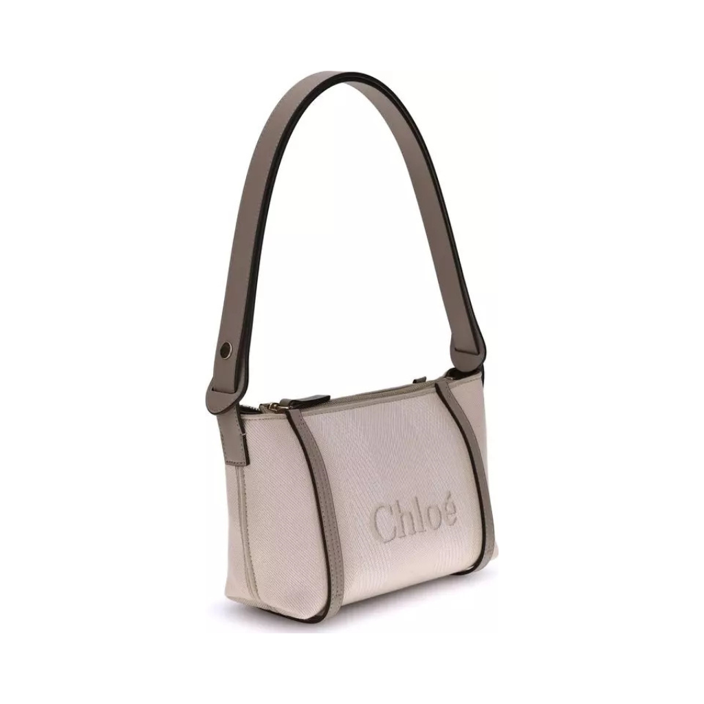 Chloé "Carry" Shoulder Bag - Embroidered Cotton Canvas