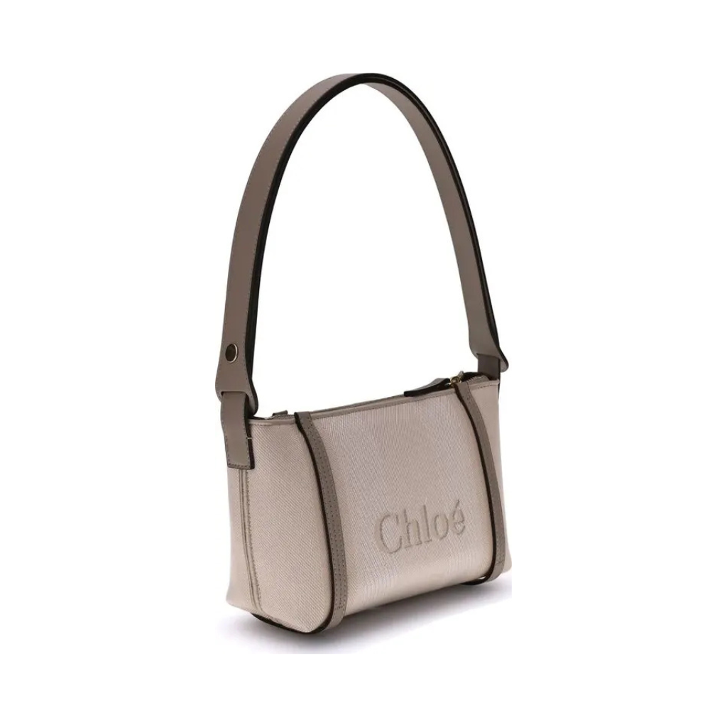 Chloé "Carry" Shoulder Bag - Embroidered Cotton Canvas