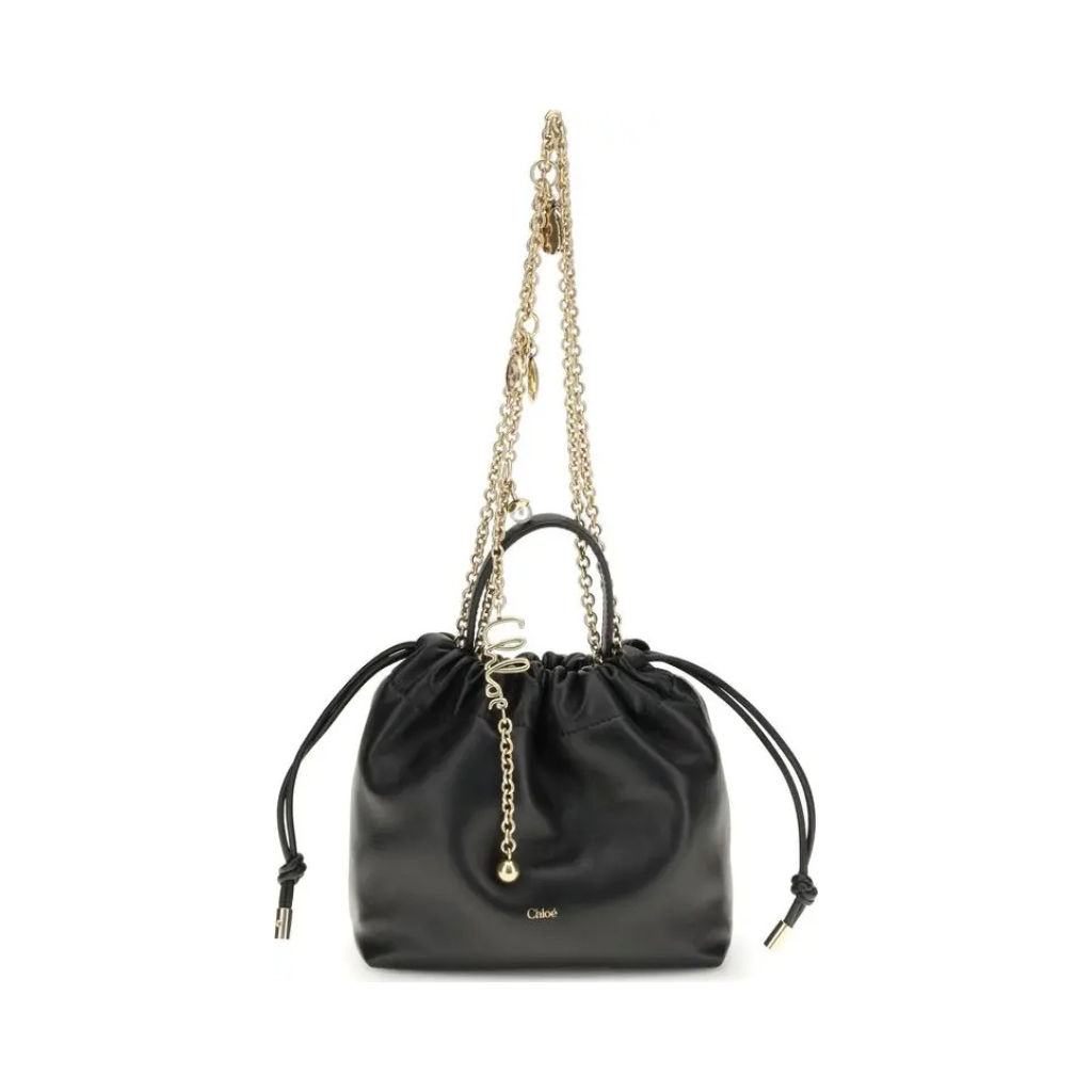 Chloé "Icons" Mini Shoulder Bag - Black Nappa Leather