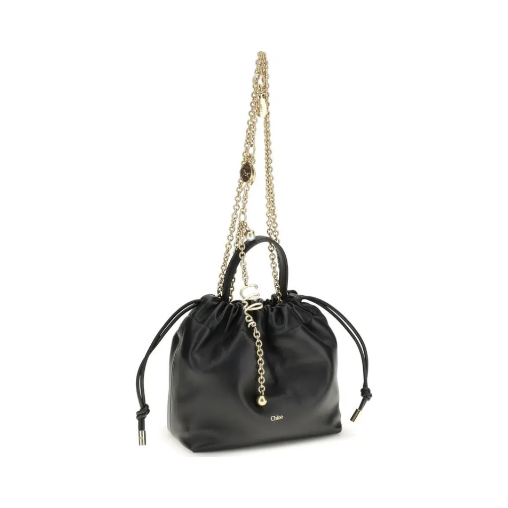 Chloé "Icons" Mini Shoulder Bag - Black Nappa Leather