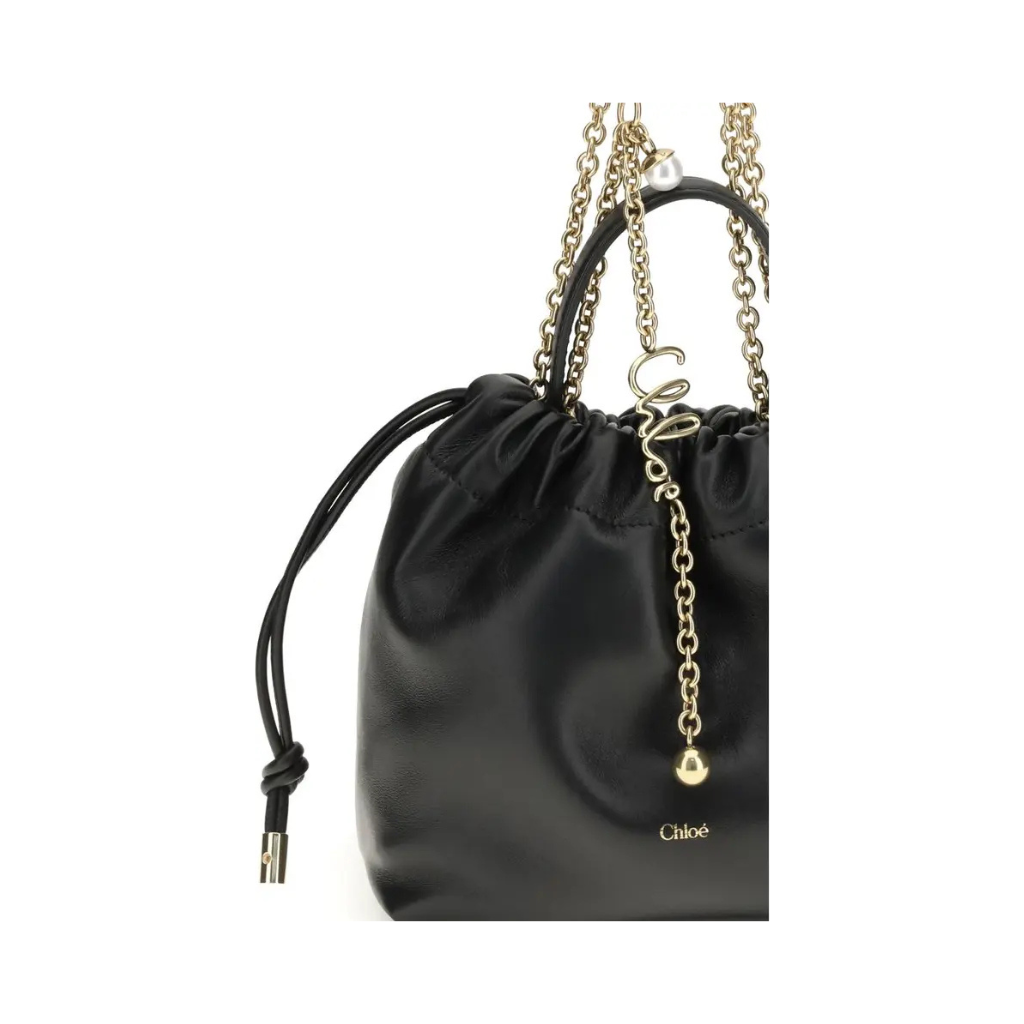 Chloé "Icons" Mini Shoulder Bag - Black Nappa Leather