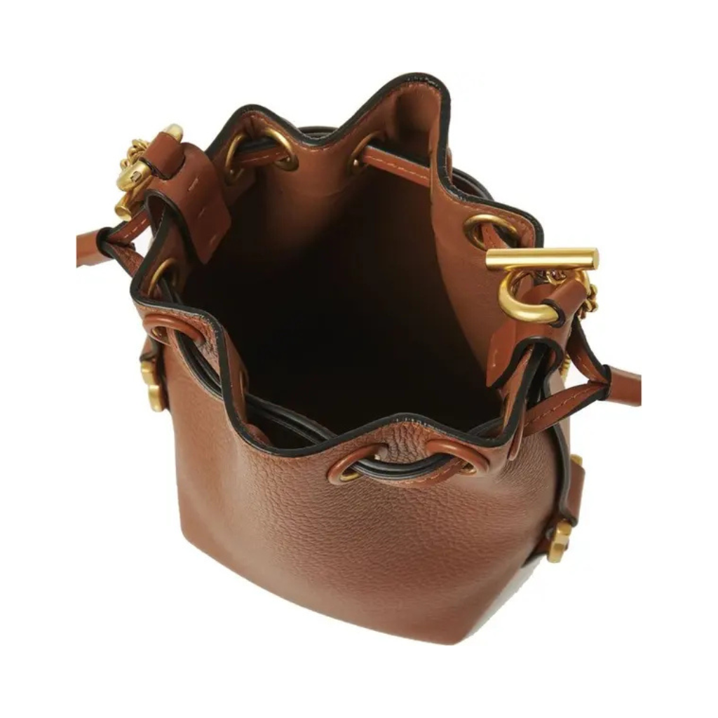 Chloé "Mini Marcie" Bucket Bag - Grained Calfskin Tan