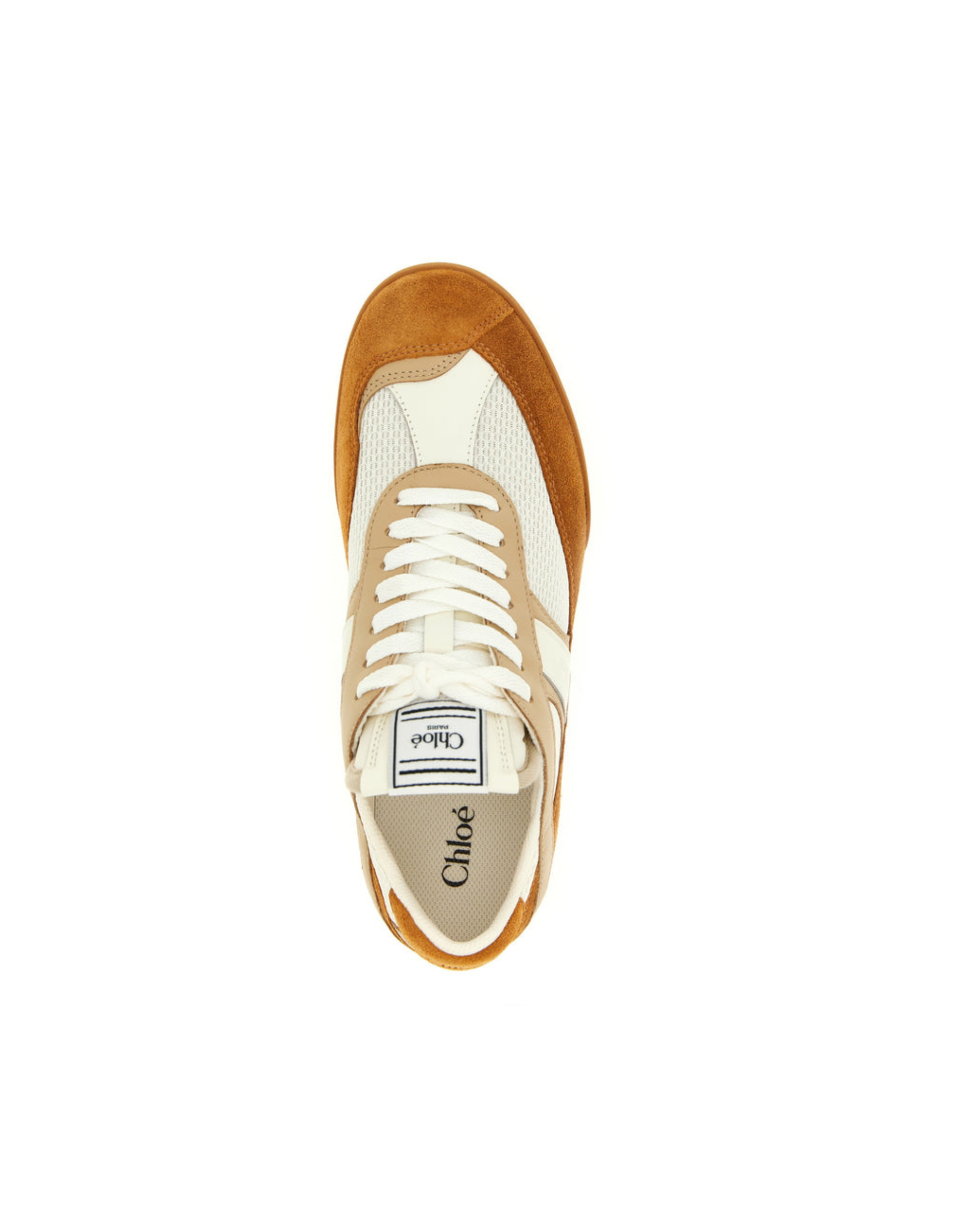 Chloé – Sneakers Kick in Suede, Mesh e Pelle Beige