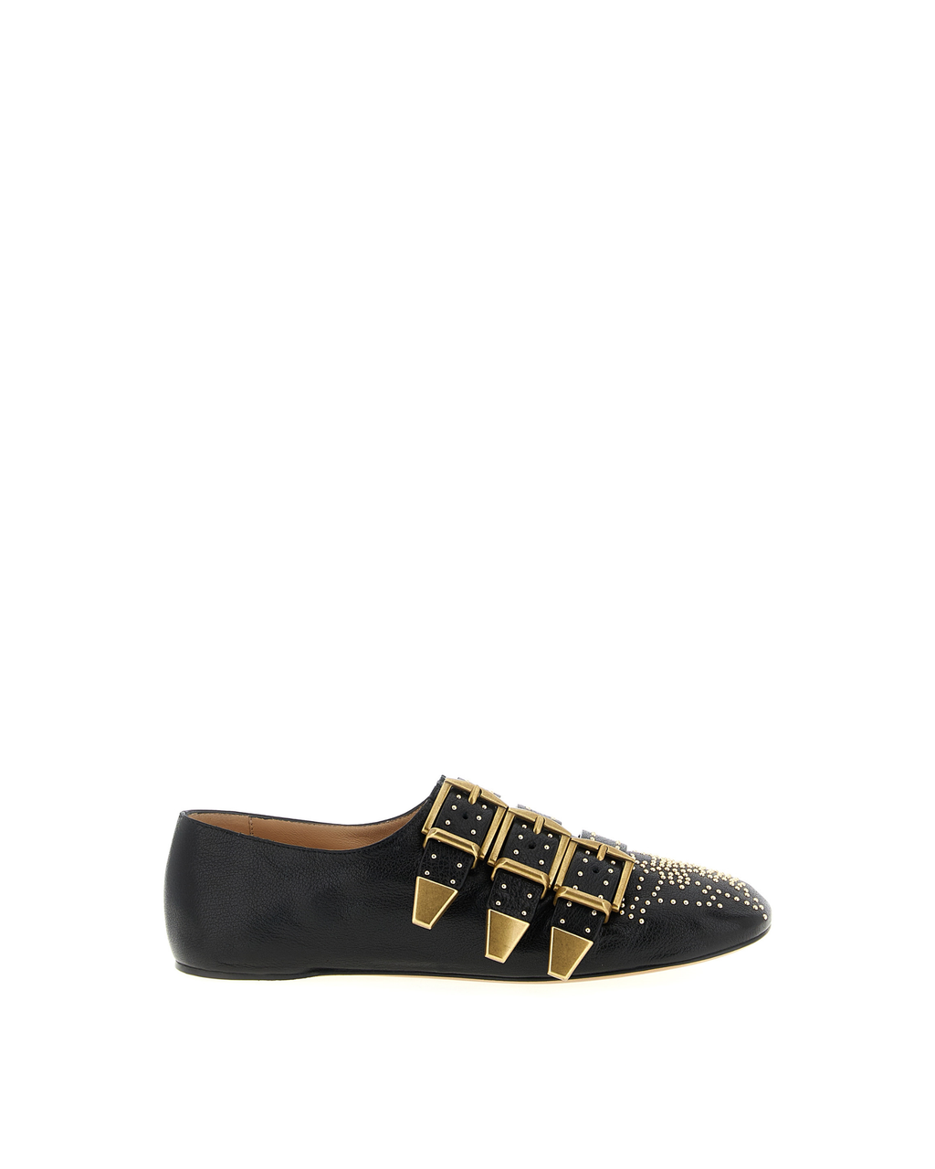 Chloé – Susanna Ballerine in Pelle Nera con Borchie e Fibbie