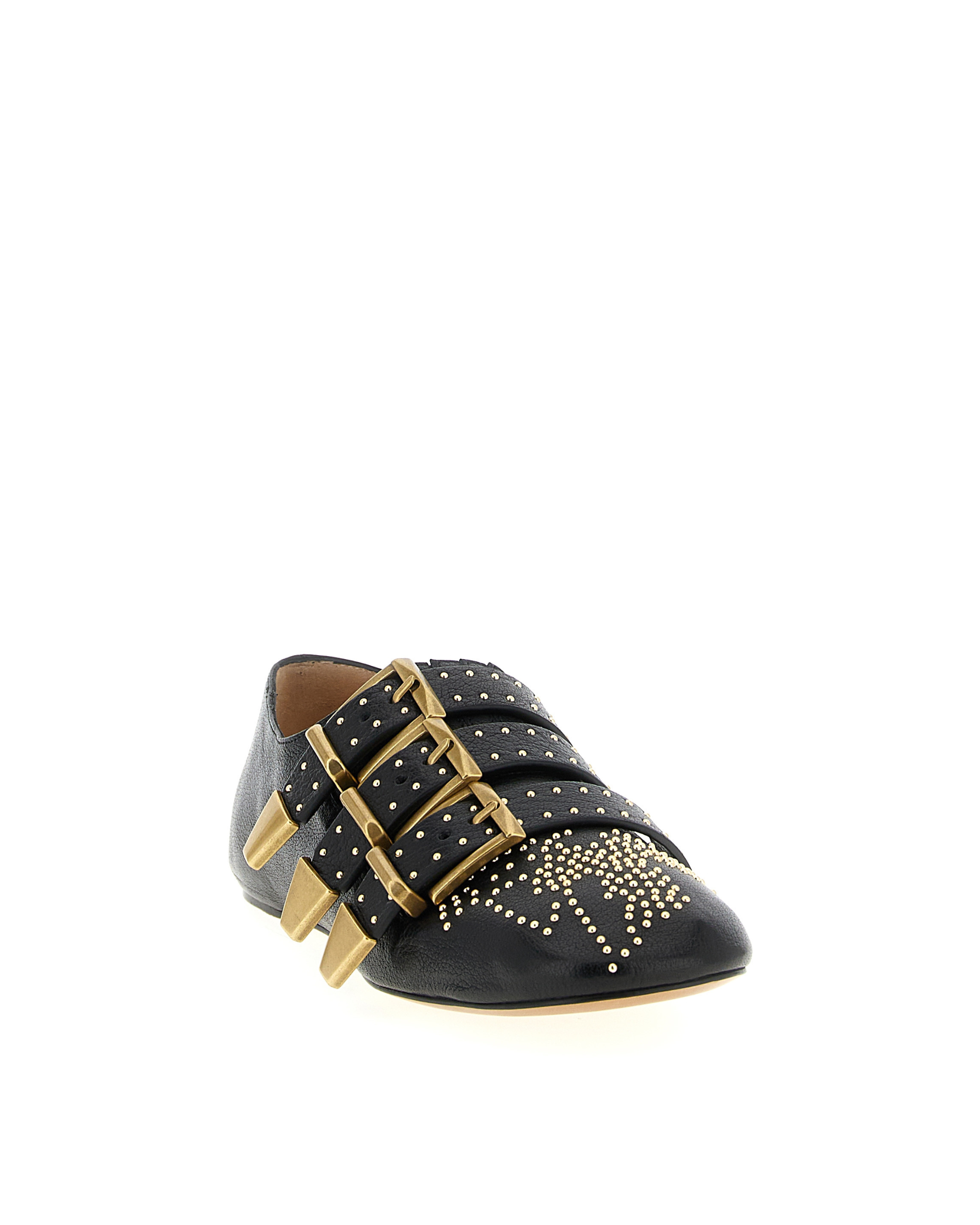 Chloé – Susanna Ballerine in Pelle Nera con Borchie e Fibbie