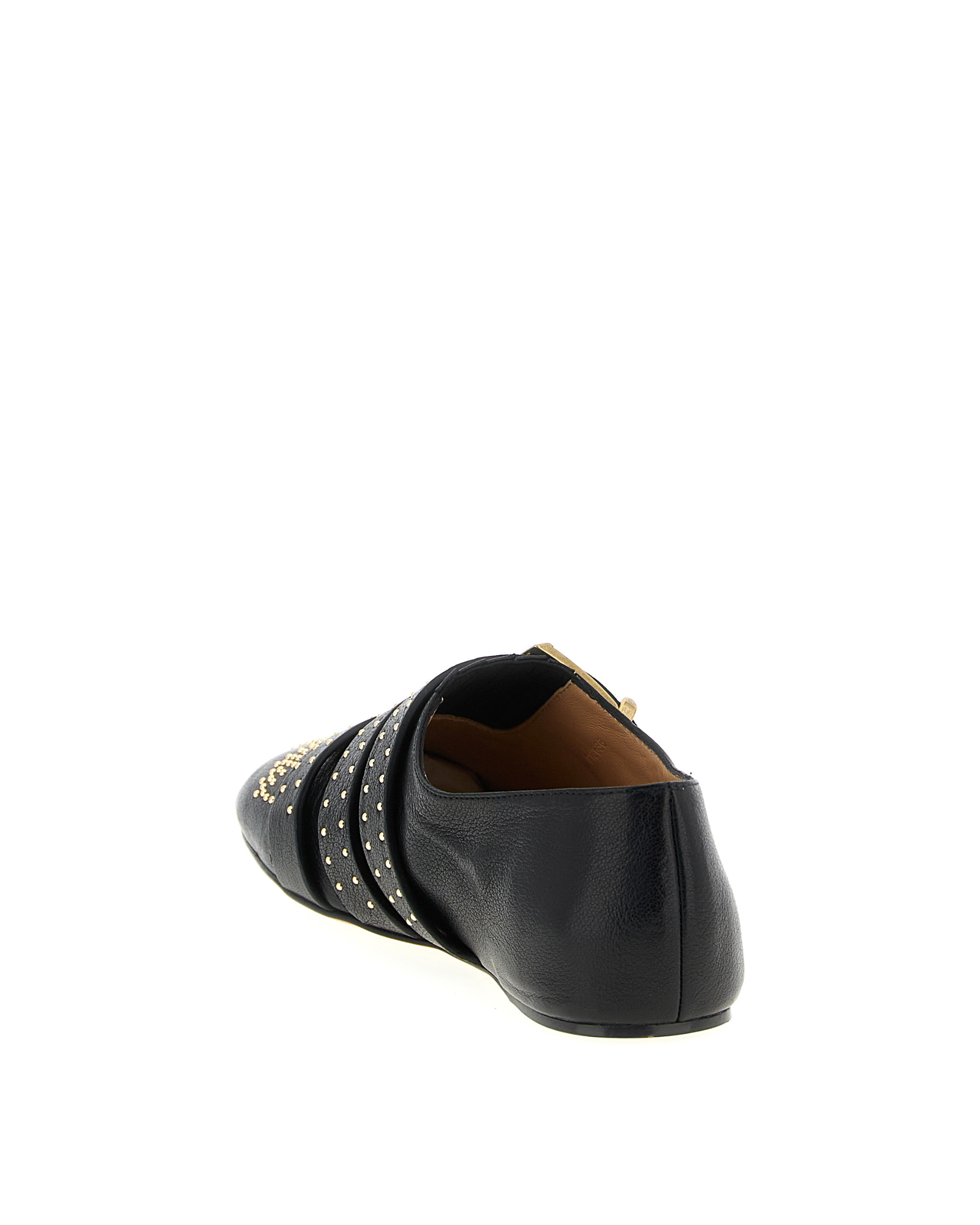 Chloé – Susanna Ballerine in Pelle Nera con Borchie e Fibbie